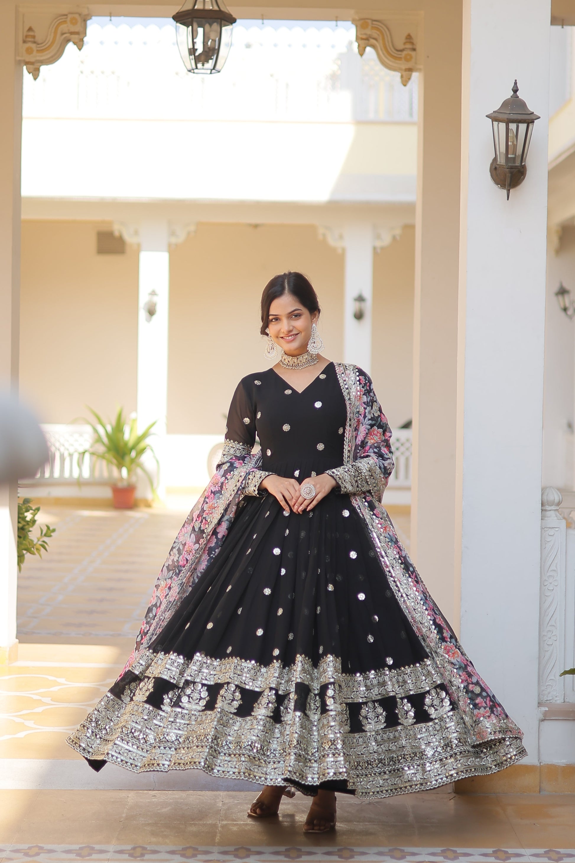 Yash Enterprise Black Georgette Embroidery Work Stiched Suit  Grab2Buy Yash Enterprise Grab2Buy