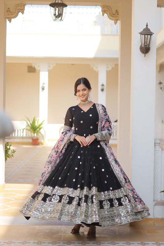 Yash Enterprise Black Georgette Embroidery Work Stiched Suit  Grab2Buy Yash Enterprise Grab2Buy