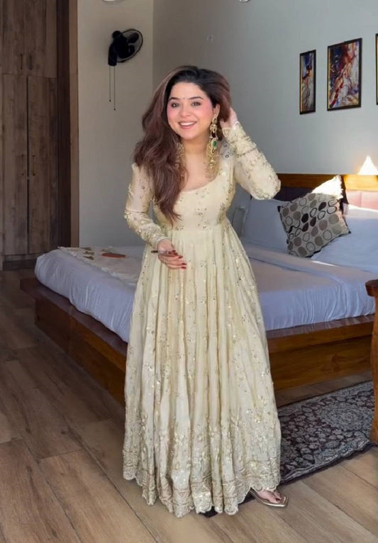 Yash Enterprise Cream Vichitra Silk Party Wear Embroidery Suit Set  Grab2Buy Yash Enterprise Grab2Buy