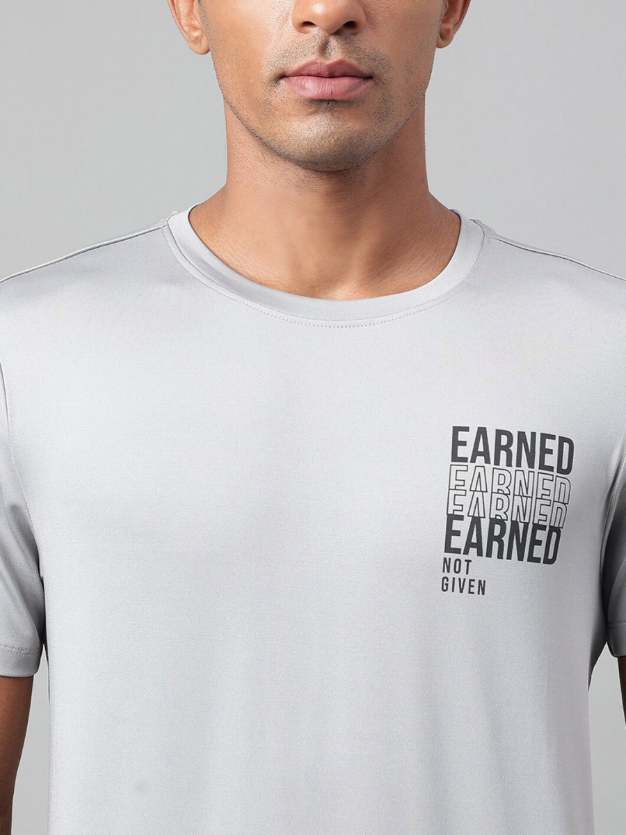 Alcis Typography Printed Anti-Static Dry Tech Slim Fit Sports T-shirt 