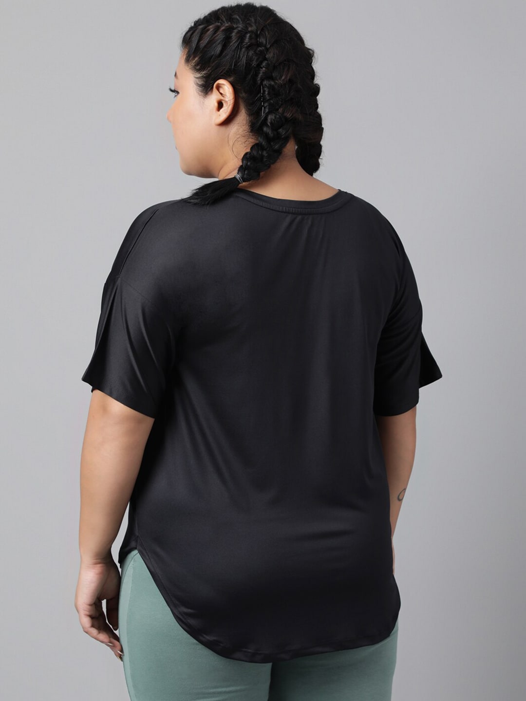MKH Plus Size Relaxed Fit Typography Printed Drop Shoulder Sleeves Dri-Fit Sports T-shirt 