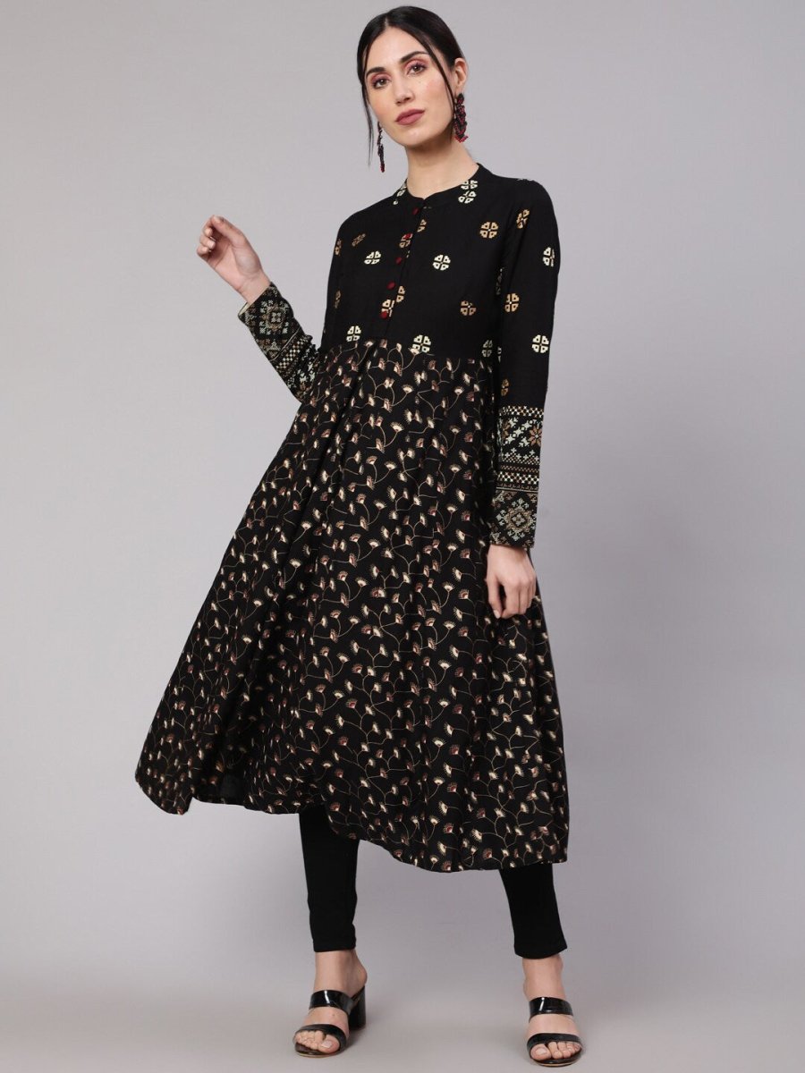 Aks Floral Printed Anarkali Kurta