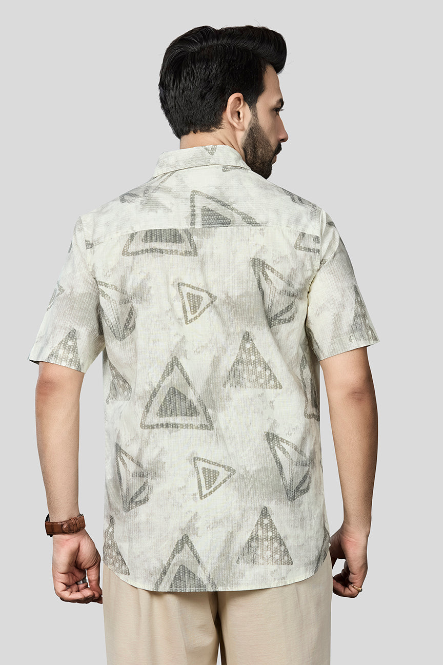Xkind Light Green Cotton Slub Printed Shirt  Grab2Buy Xkind Grab2Buy