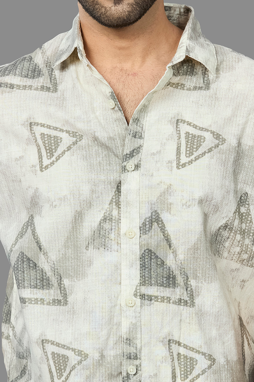 Xkind Light Green Cotton Slub Printed Shirt  Grab2Buy Xkind Grab2Buy