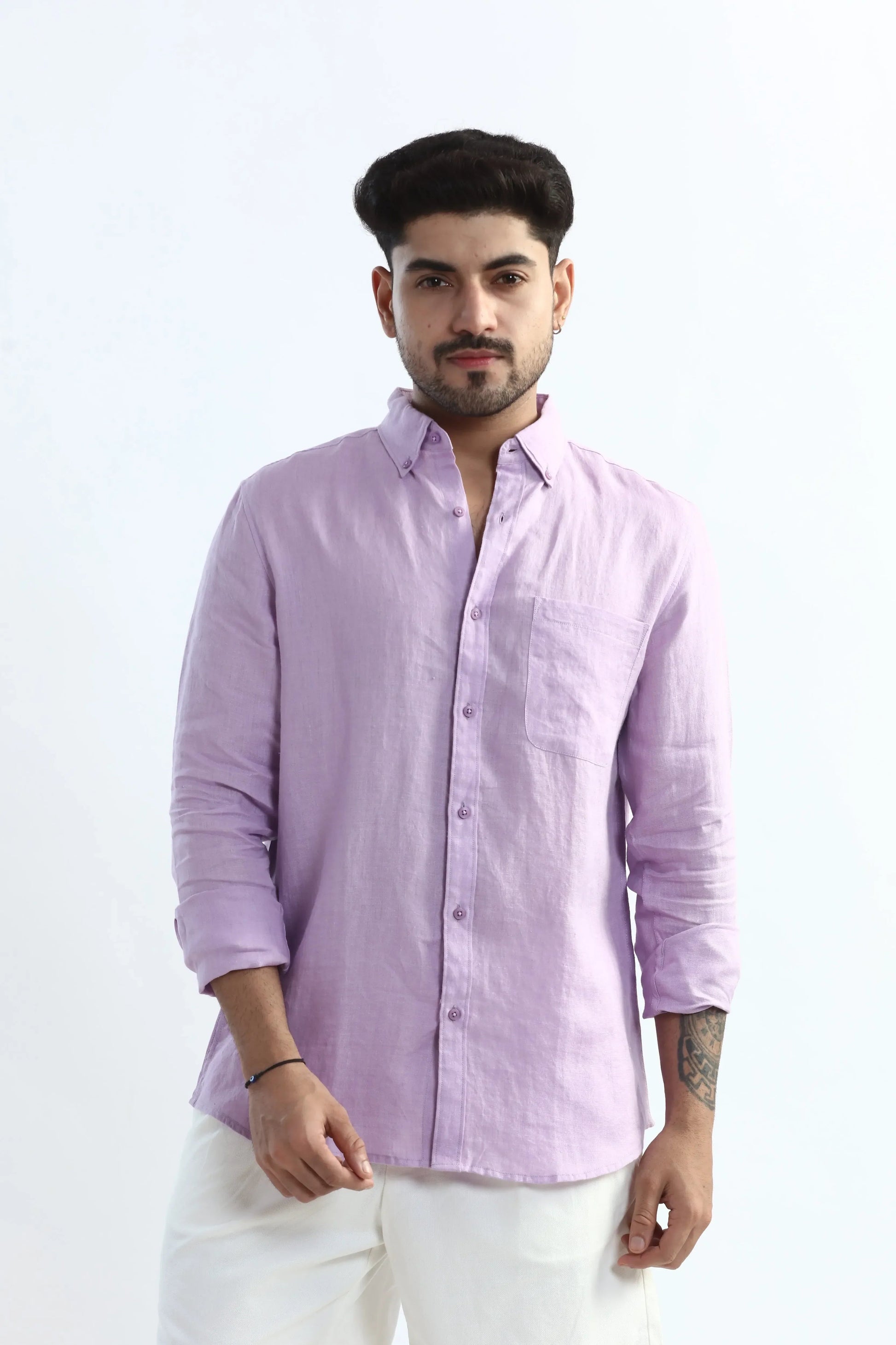 Xkind 100% Pure Linen Lavender Button Down Casual Shirt  Grab2Buy Xkind Grab2Buy