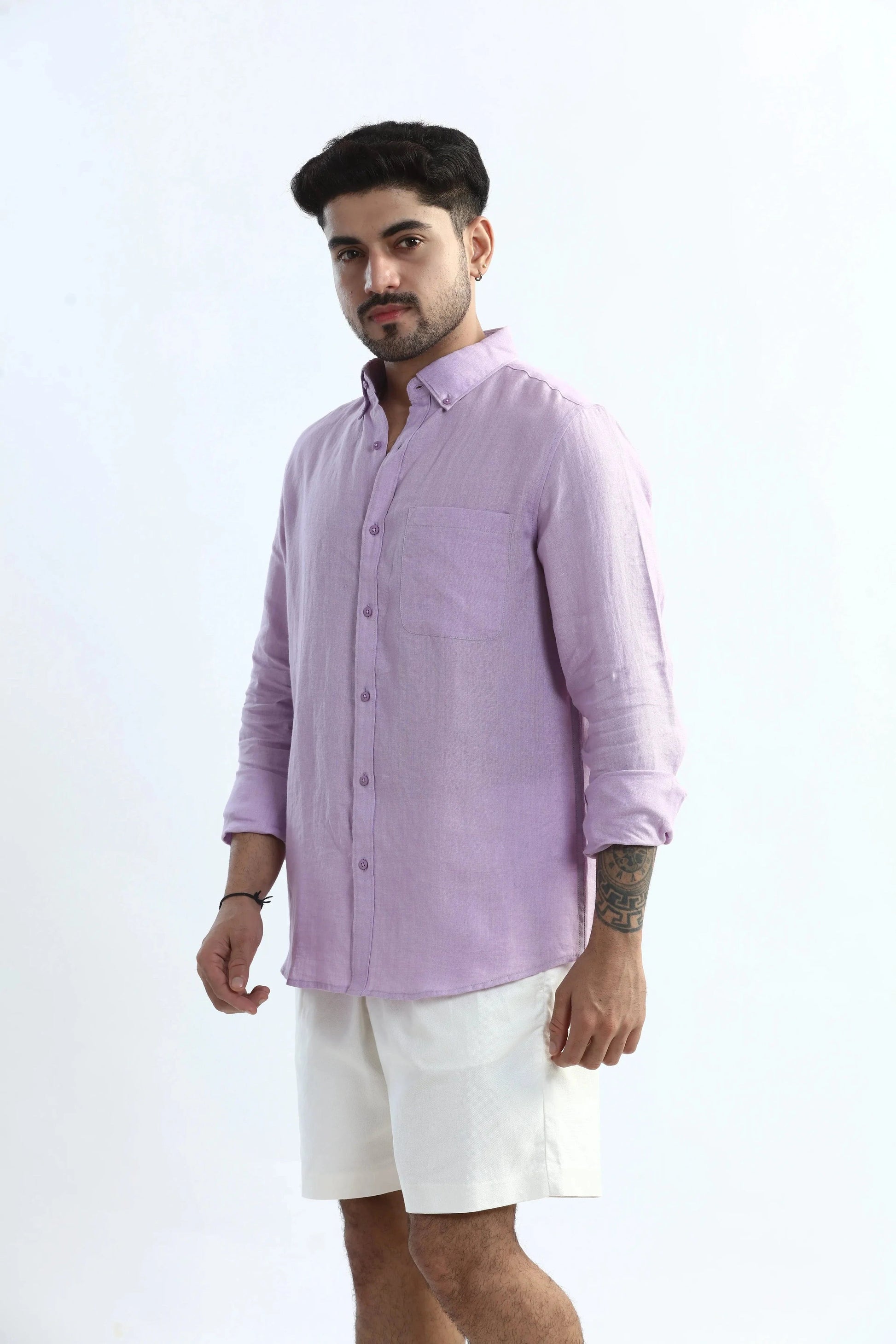 Xkind 100% Pure Linen Lavender Button Down Casual Shirt  Grab2Buy Xkind Grab2Buy