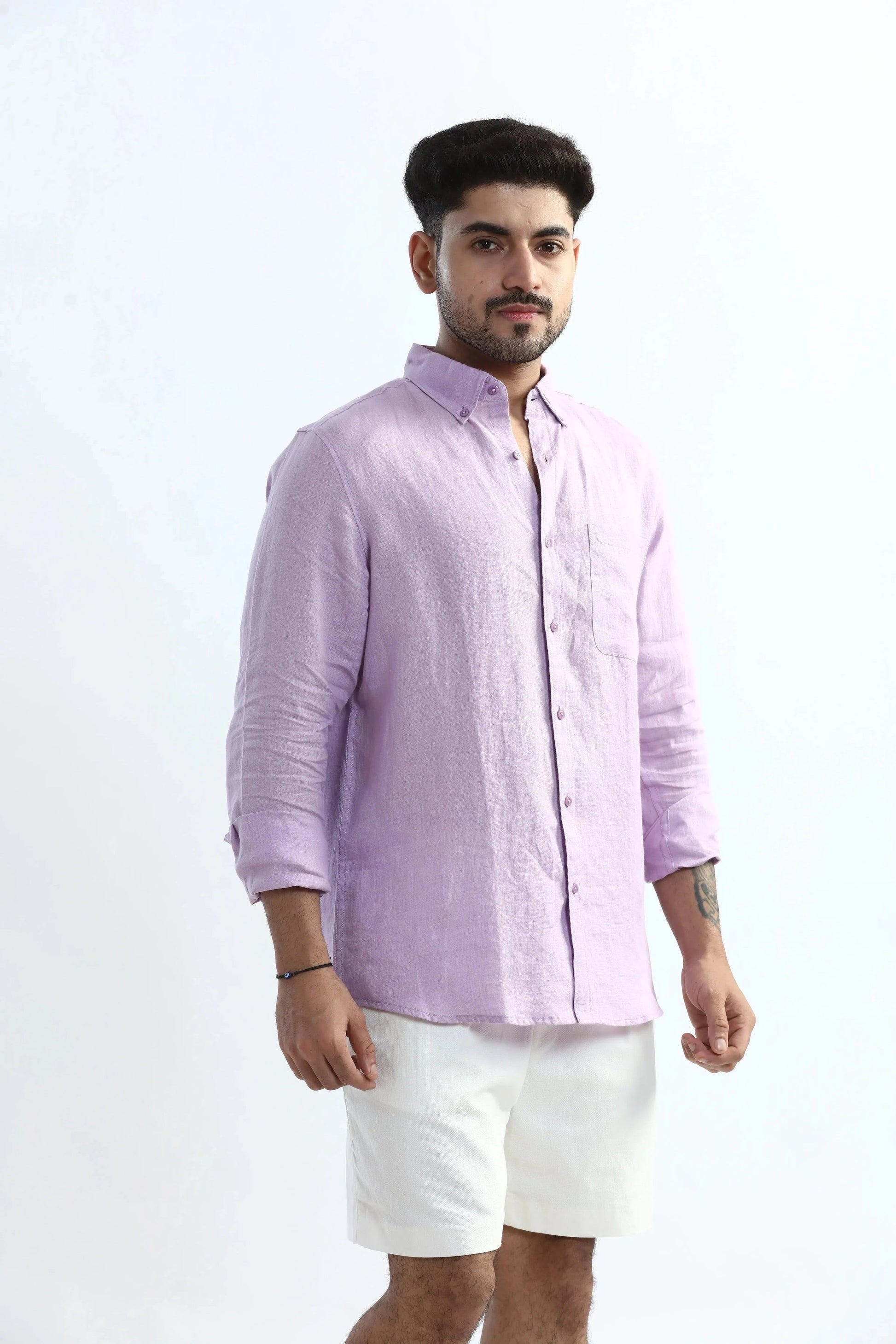 Xkind 100% Pure Linen Lavender Button Down Casual Shirt  Grab2Buy Xkind Grab2Buy