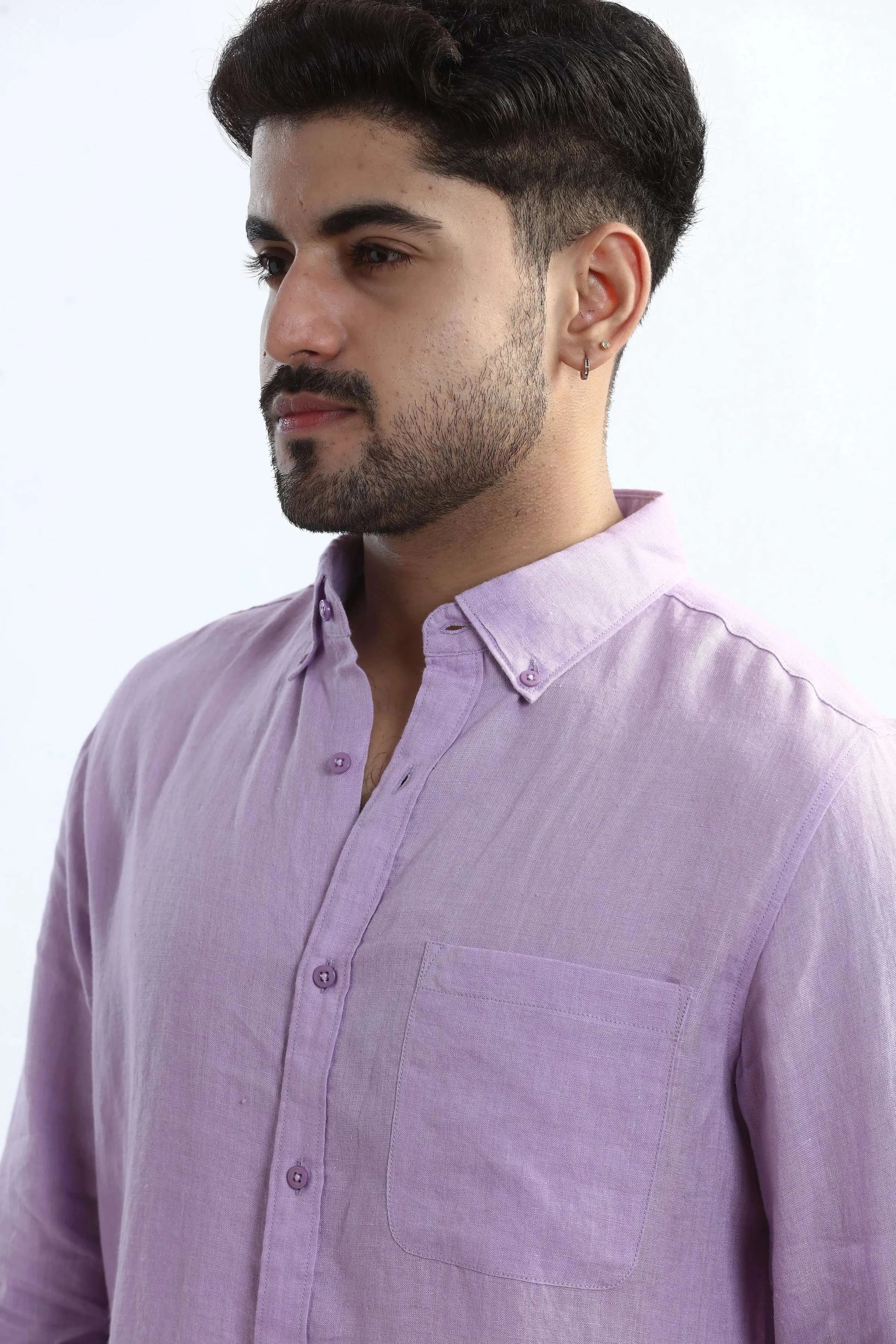 Xkind 100% Pure Linen Lavender Button Down Casual Shirt  Grab2Buy Xkind Grab2Buy