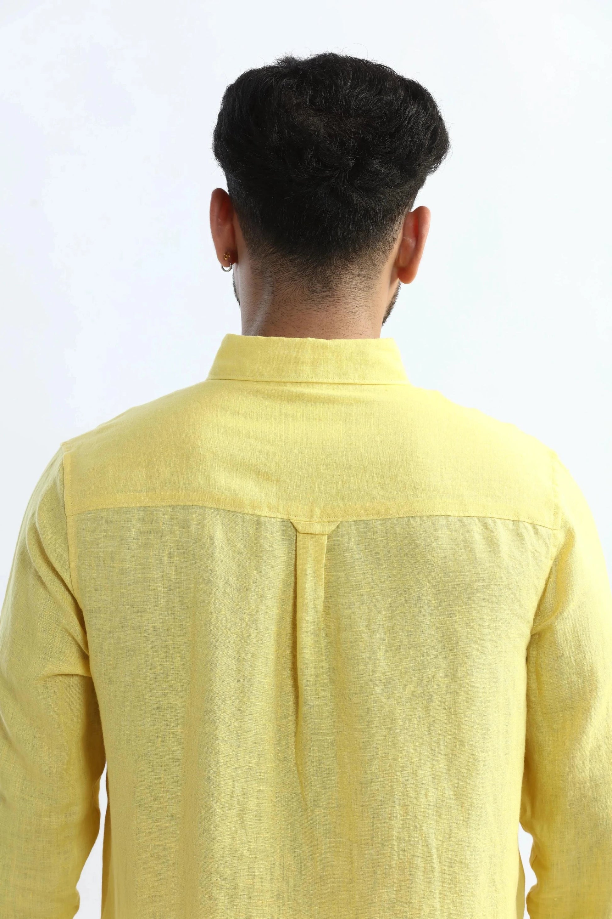 Xkind 100% Pure Linen Buttercup Yellow Button Down Casual Shirt  Grab2Buy Xkind Grab2Buy