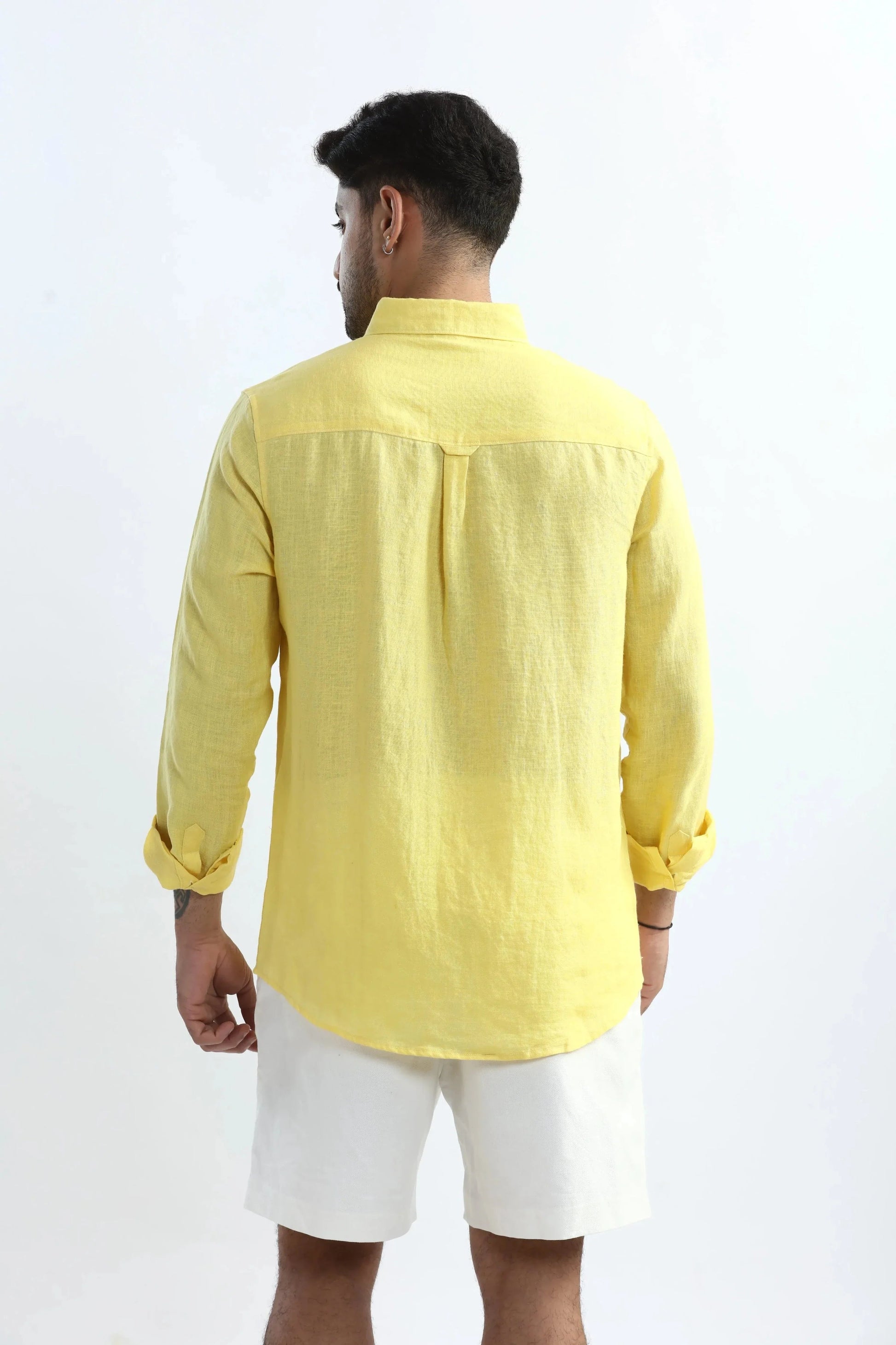 Xkind 100% Pure Linen Buttercup Yellow Button Down Casual Shirt  Grab2Buy Xkind Grab2Buy