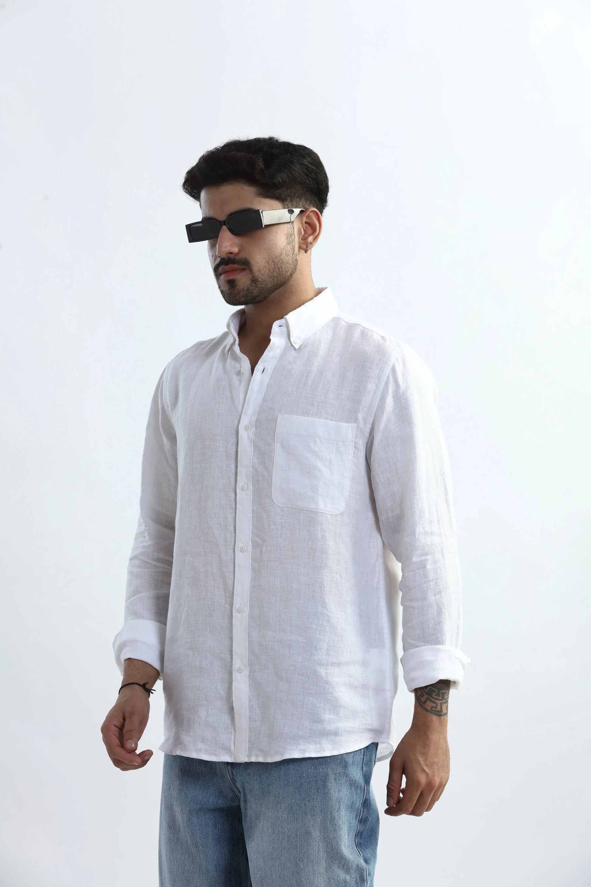 Xkind 100% Pure Linen White Button Down Casual Shirt  Grab2Buy Xkind Grab2Buy