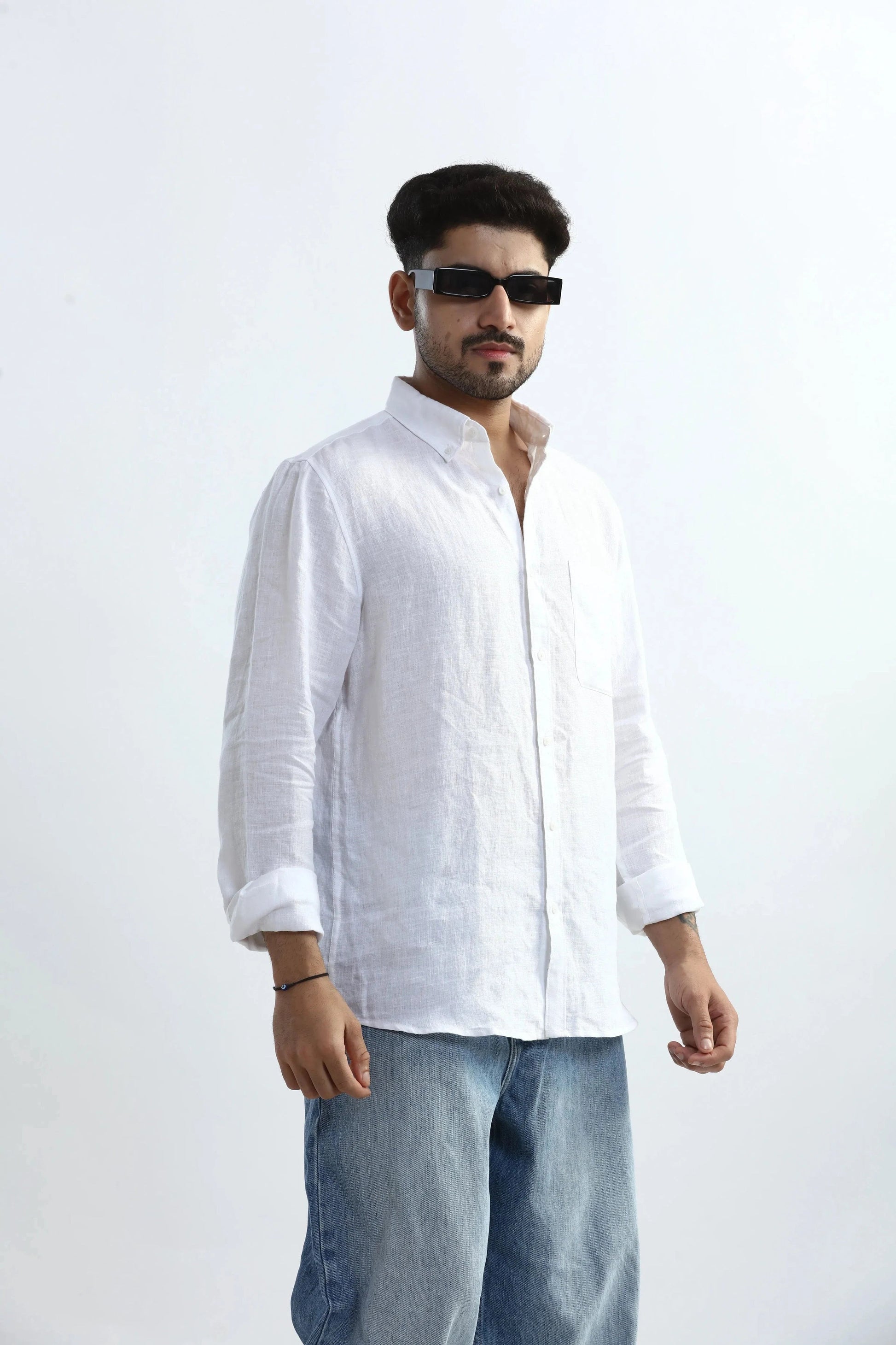 Xkind 100% Pure Linen White Button Down Casual Shirt  Grab2Buy Xkind Grab2Buy