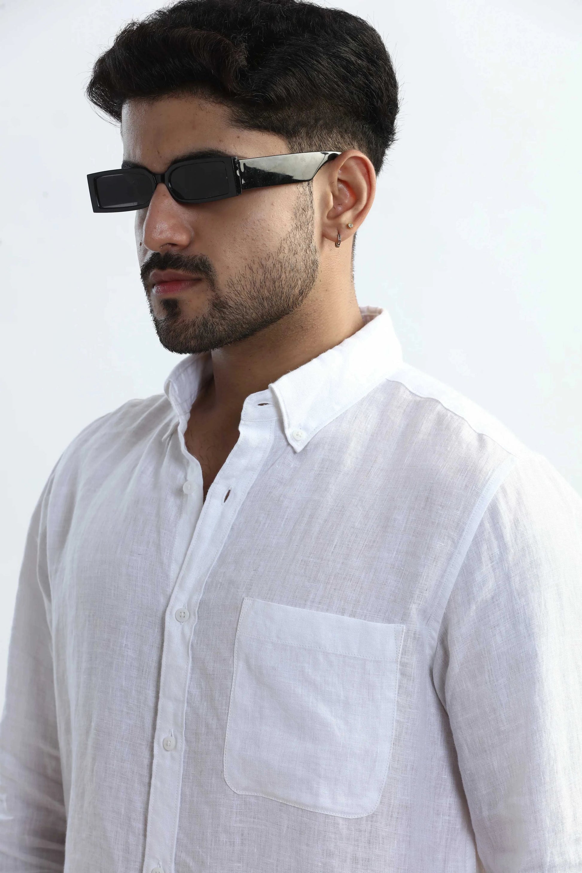 Xkind 100% Pure Linen White Button Down Casual Shirt  Grab2Buy Xkind Grab2Buy