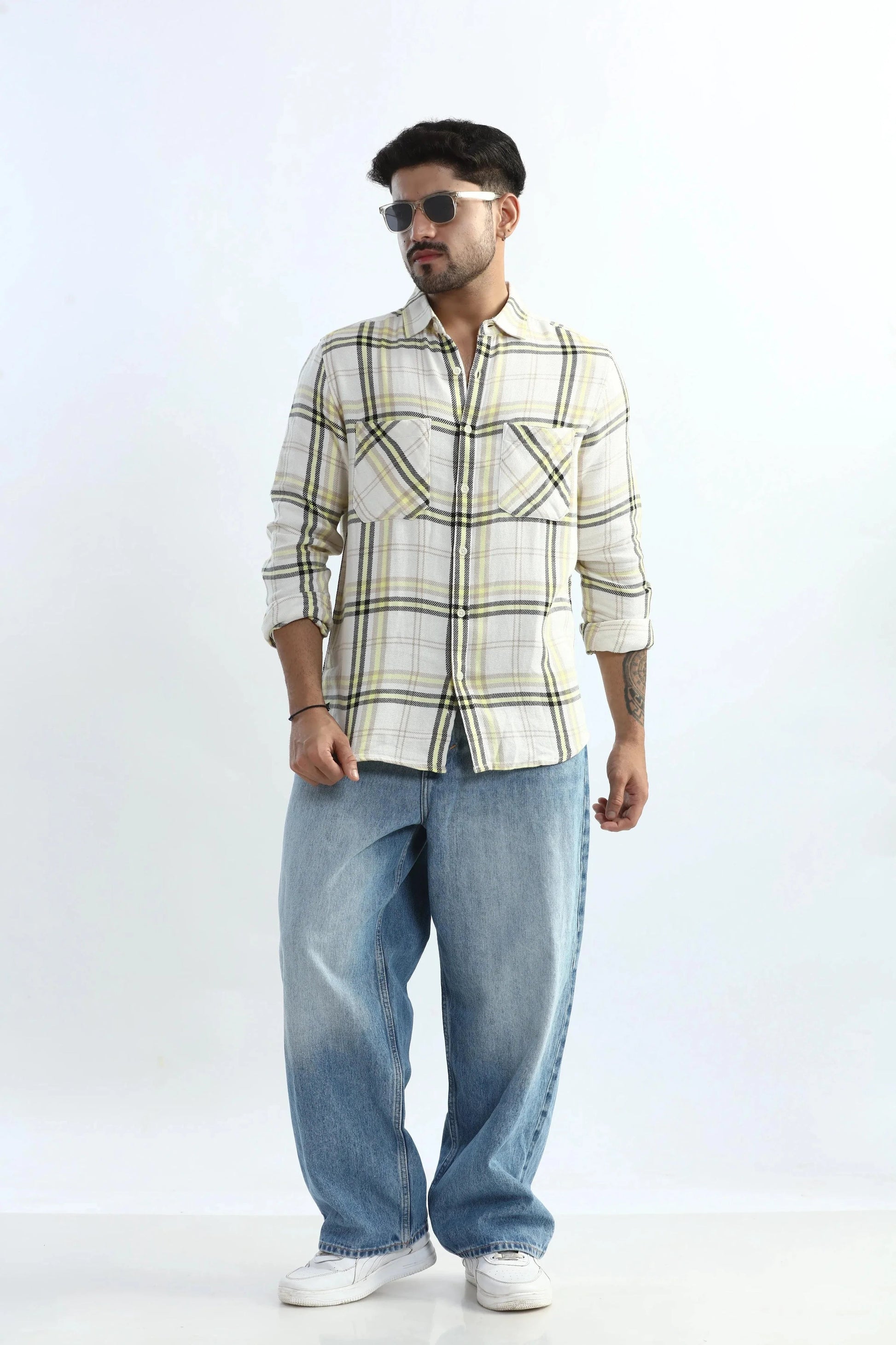 Xkind Yellow Checks Regular Fit Shirt  Grab2Buy Xkind Grab2Buy