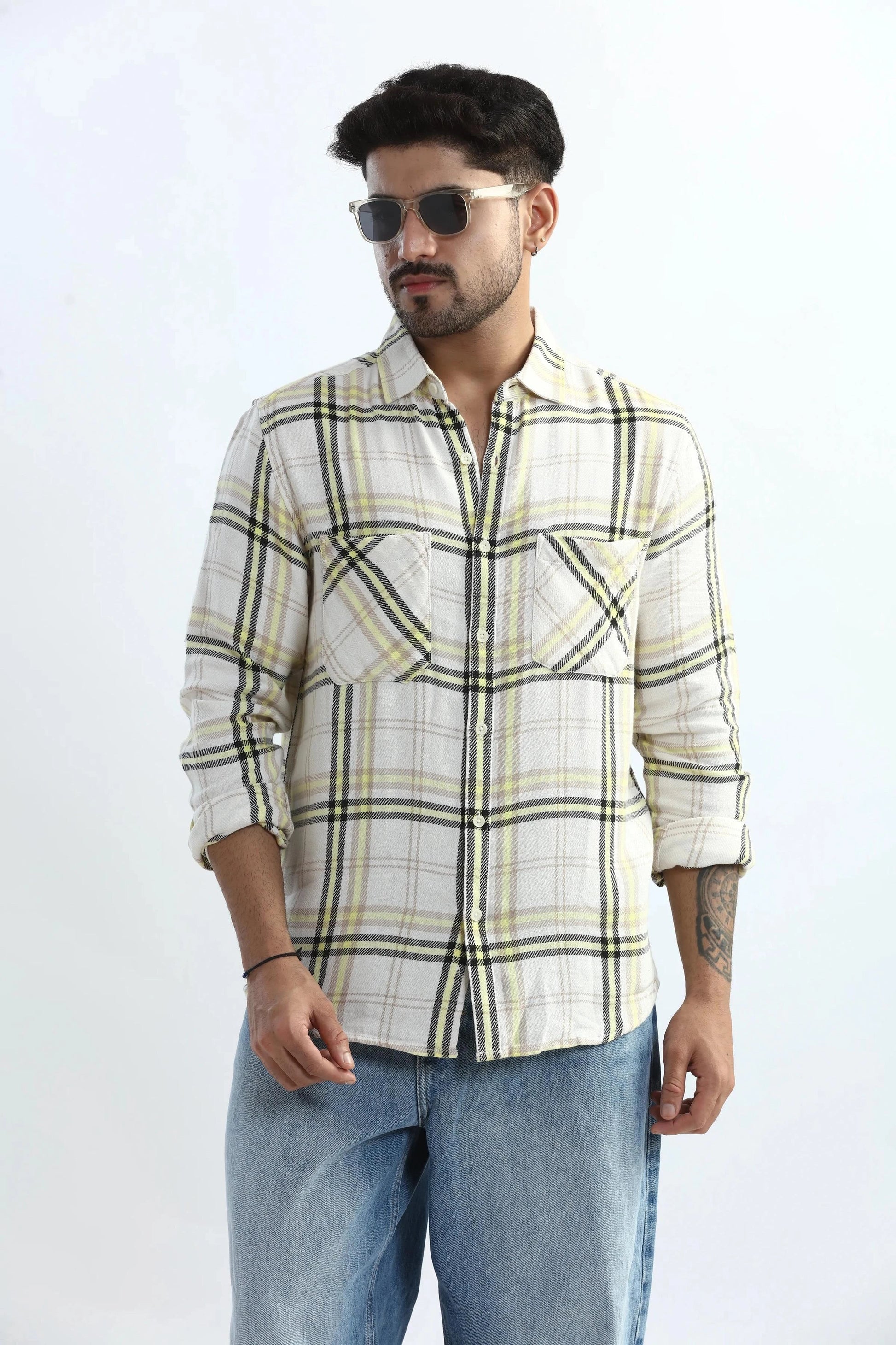 Xkind Yellow Checks Regular Fit Shirt  Grab2Buy Xkind Grab2Buy