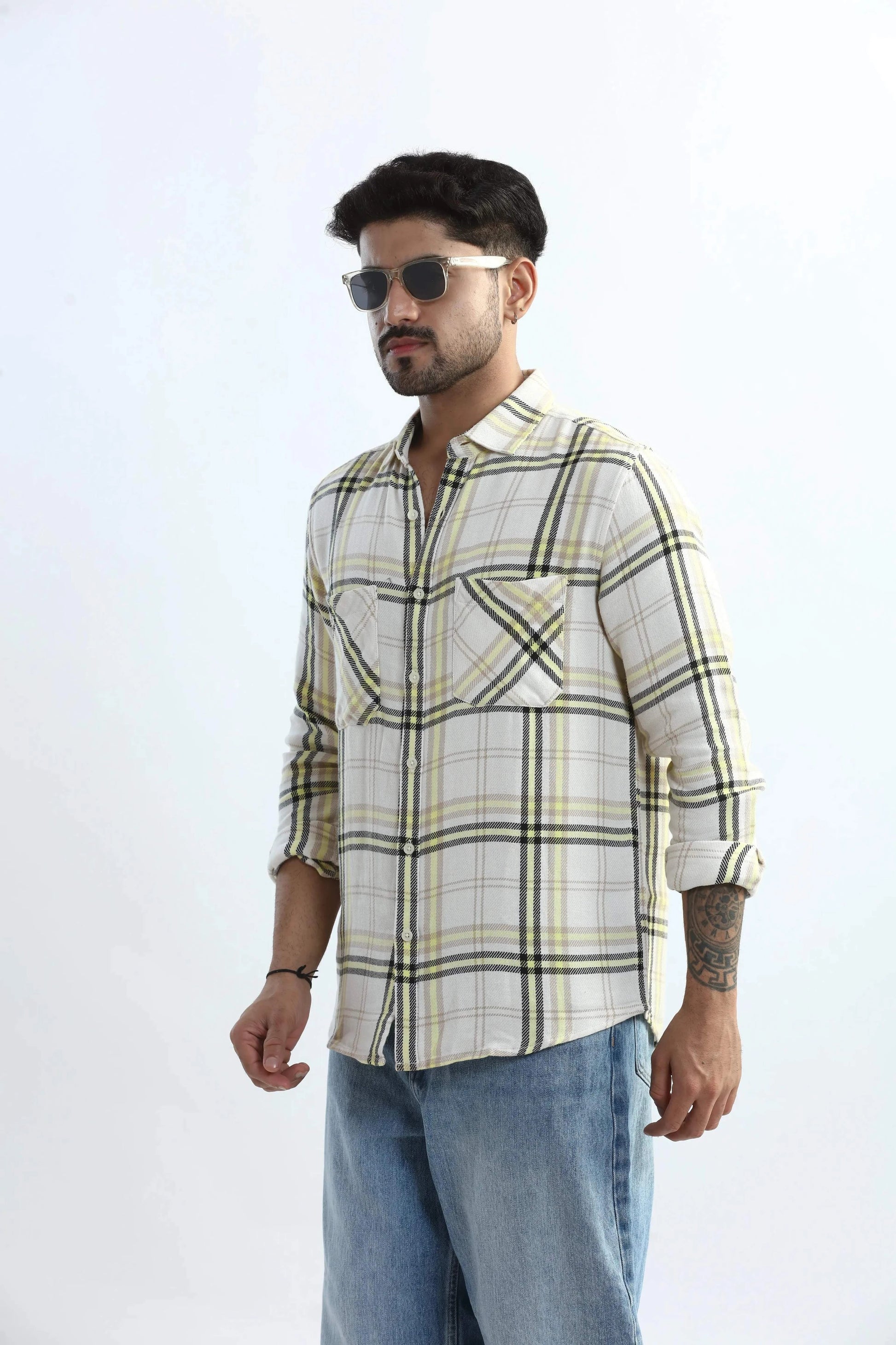 Xkind Yellow Checks Regular Fit Shirt  Grab2Buy Xkind Grab2Buy