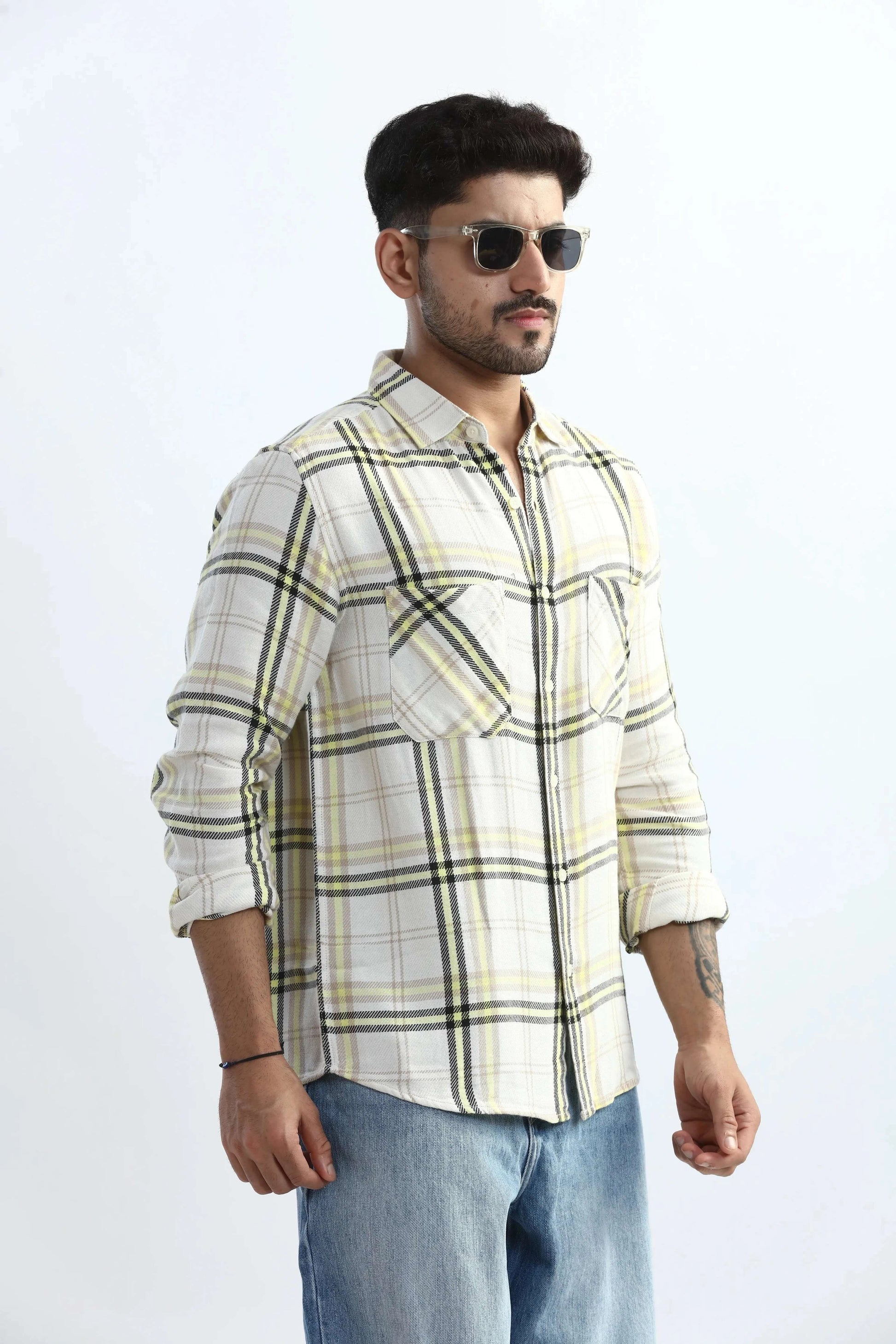 Xkind Yellow Checks Regular Fit Shirt  Grab2Buy Xkind Grab2Buy