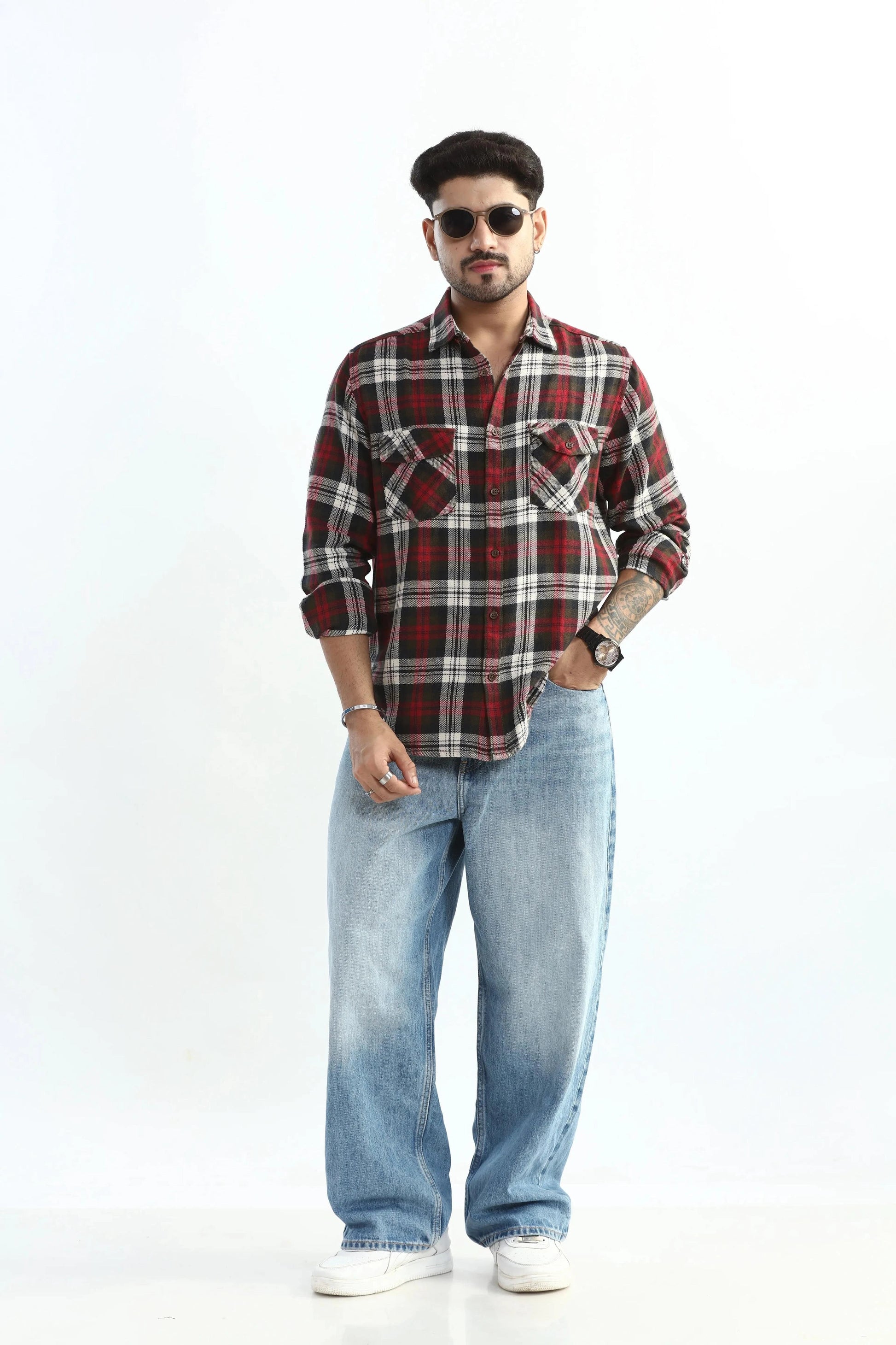 Xkind Red Checks Regular Fit Shirt  Grab2Buy Xkind Grab2Buy