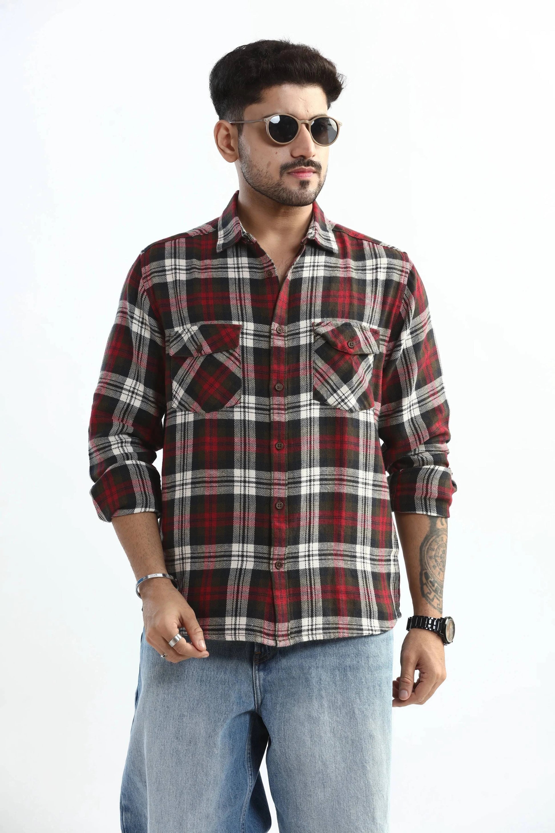 Xkind Red Checks Regular Fit Shirt  Grab2Buy Xkind Grab2Buy