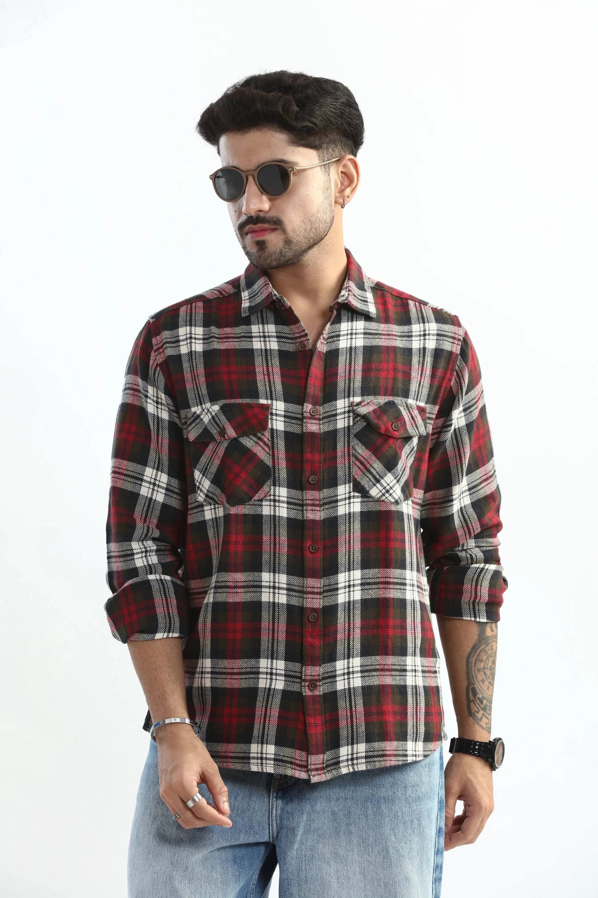 Xkind Red Checks Regular Fit Shirt  Grab2Buy Xkind Grab2Buy