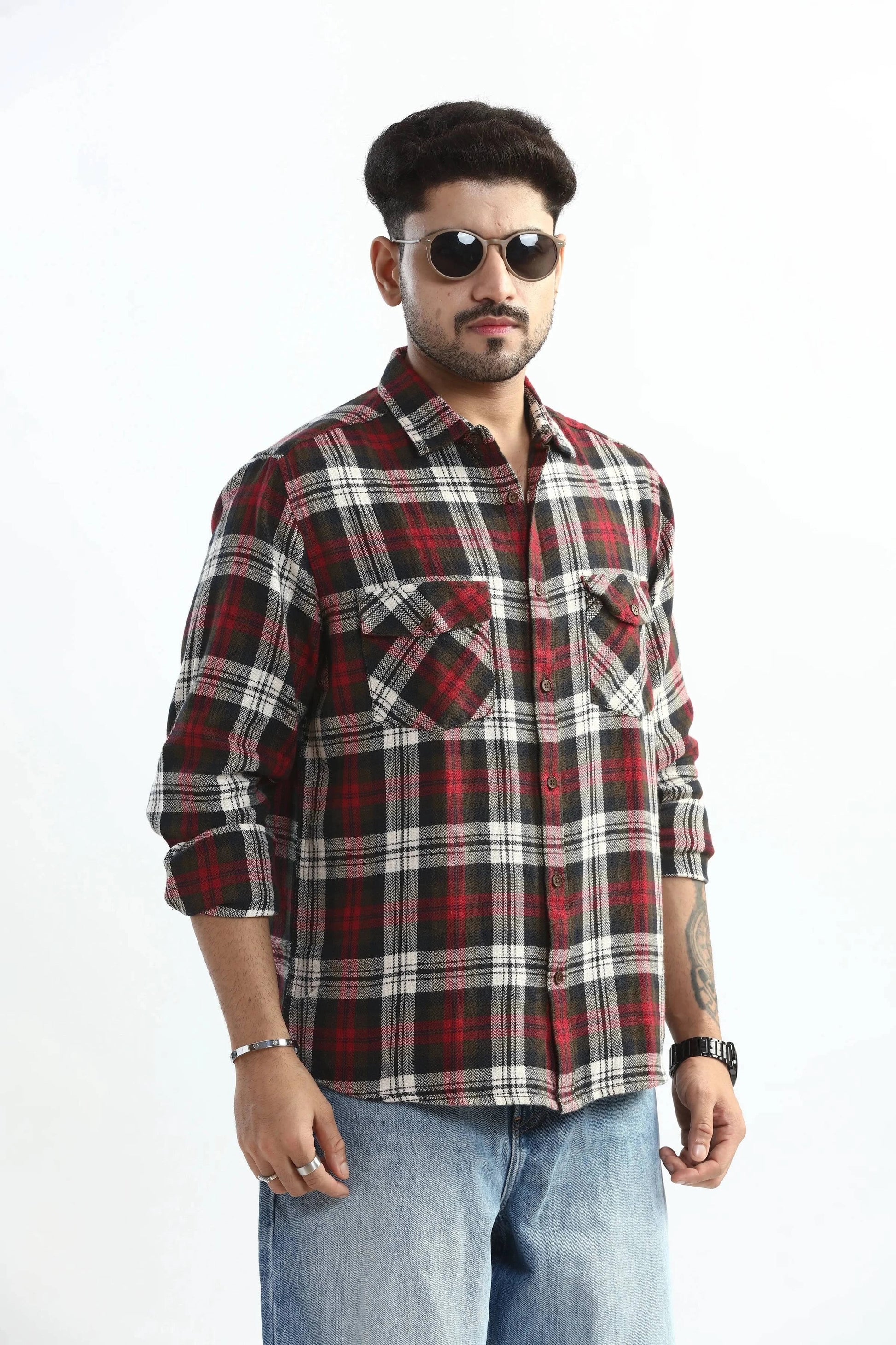Xkind Red Checks Regular Fit Shirt  Grab2Buy Xkind Grab2Buy