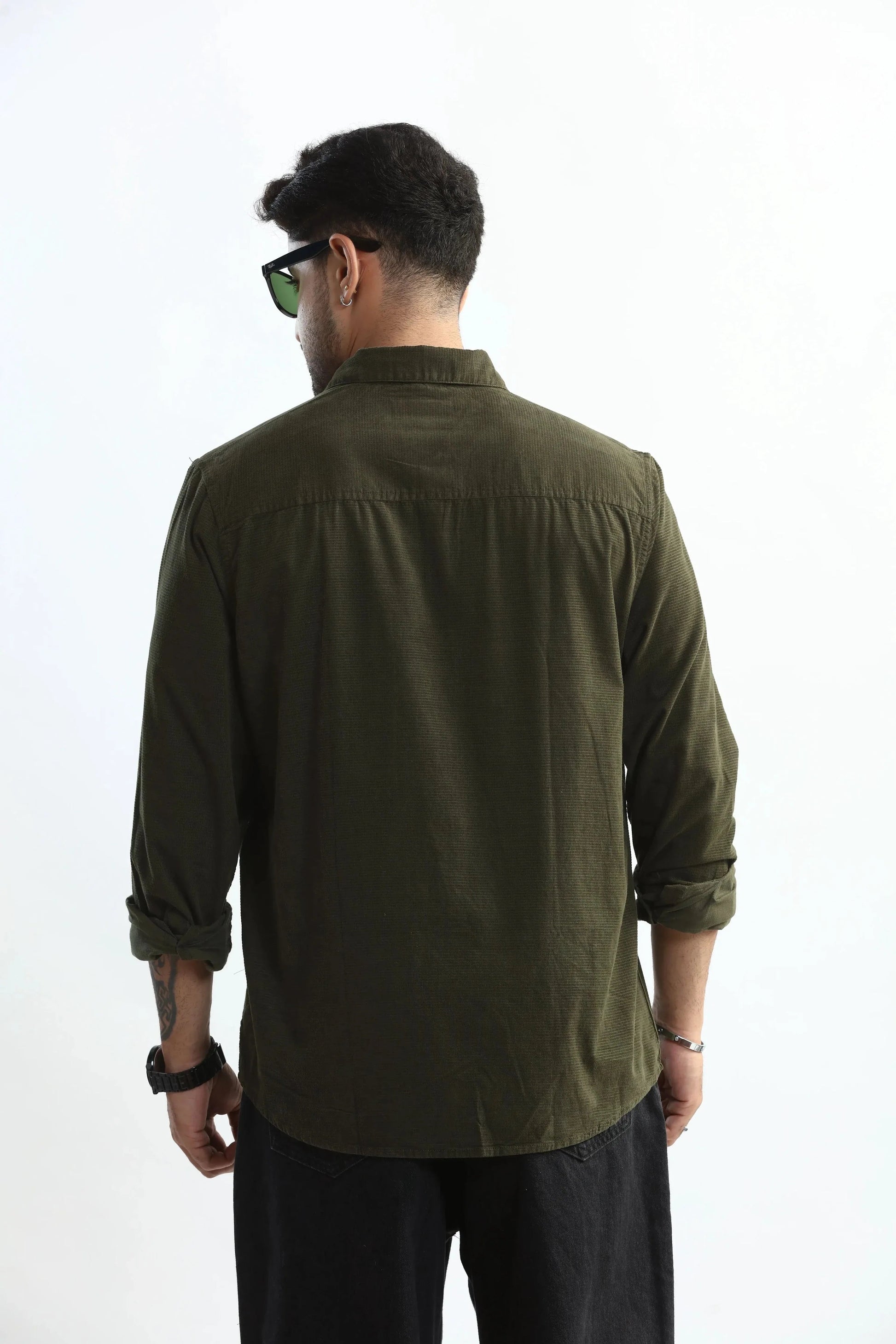 Xkind Olive Green Fine Cord Shirt  Grab2Buy Xkind Grab2Buy