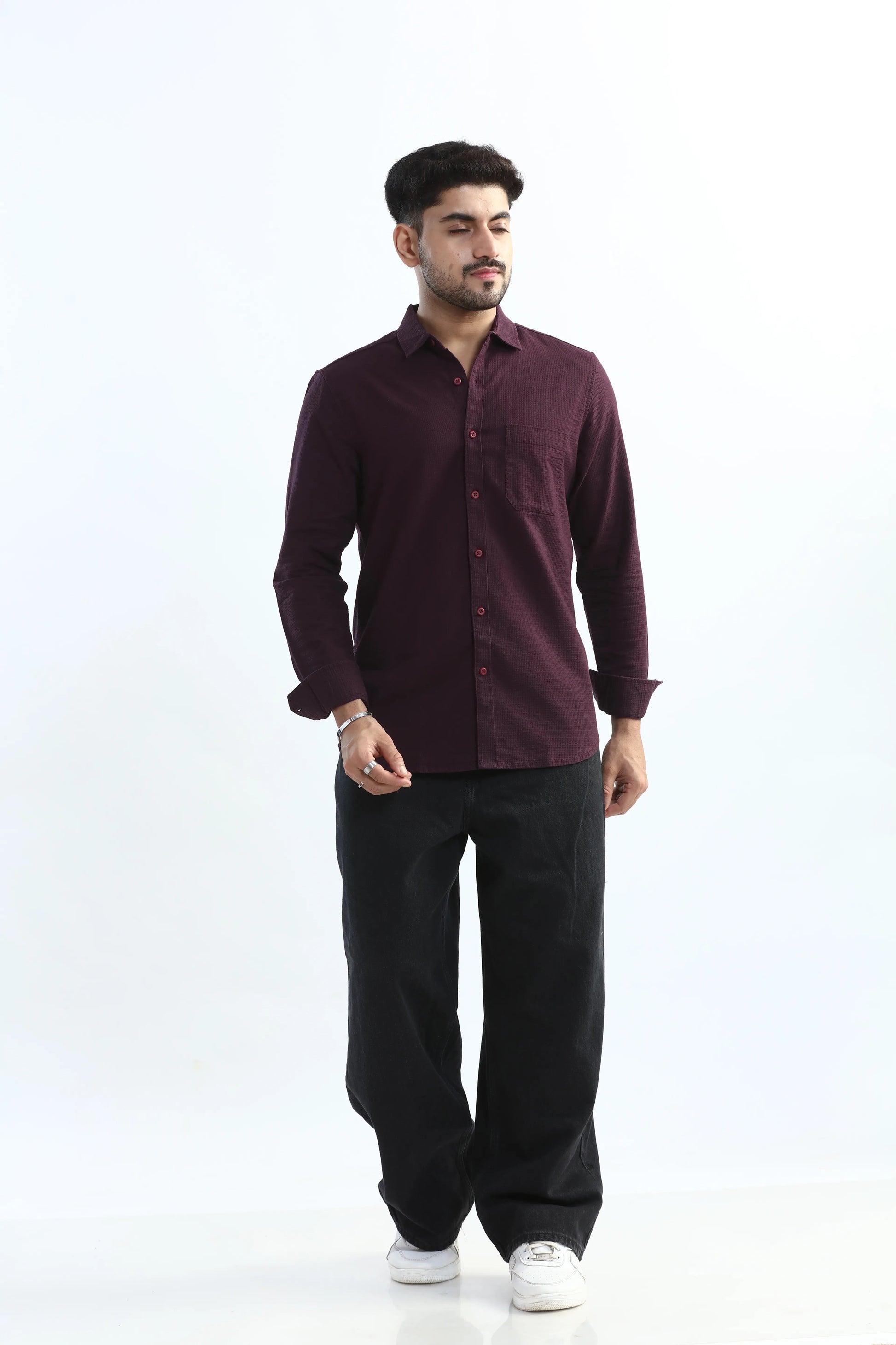 Xkind Purple Textured Slim Fit Shirt  Grab2Buy Xkind Grab2Buy