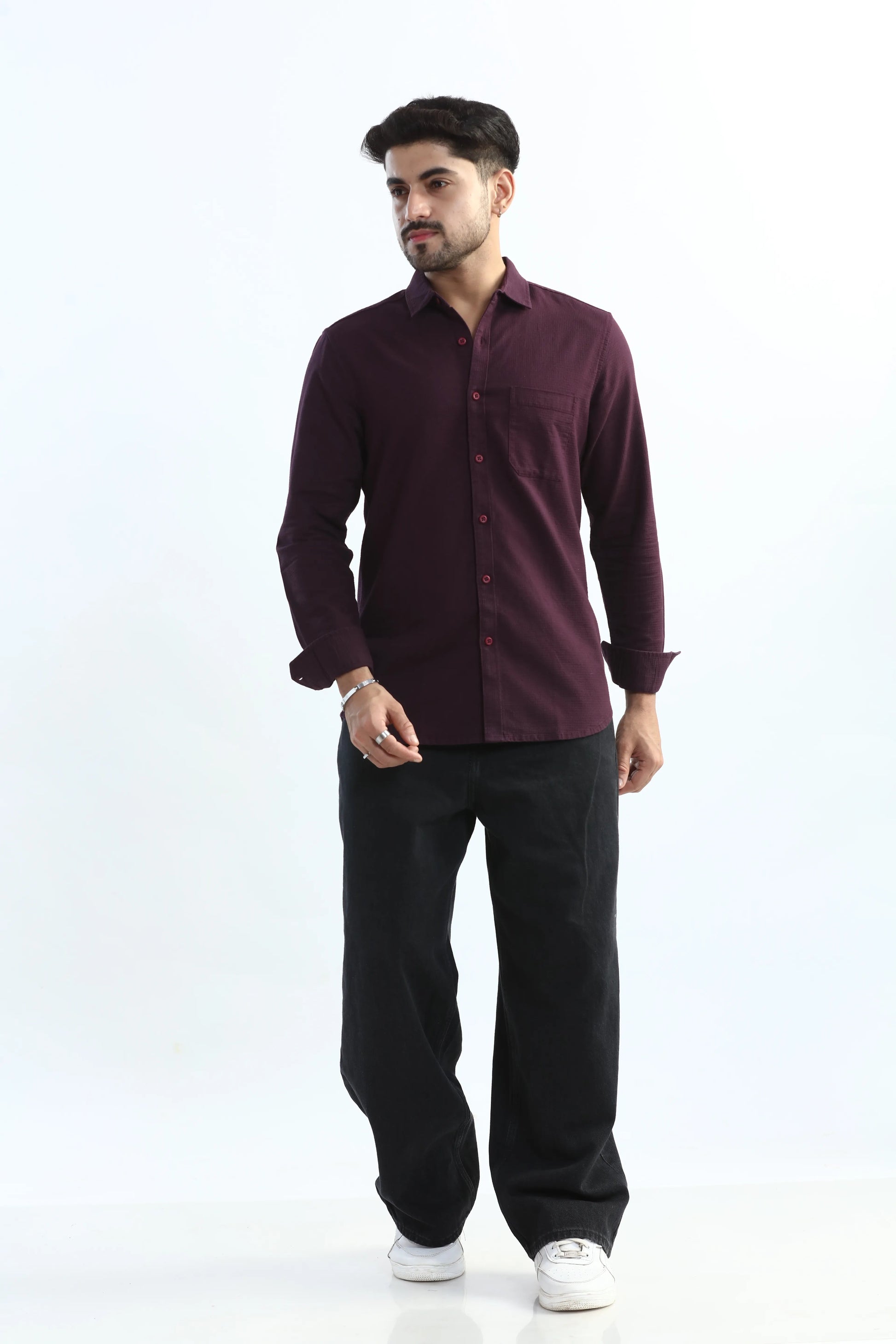 Xkind Purple Textured Slim Fit Shirt  Grab2Buy Xkind Grab2Buy