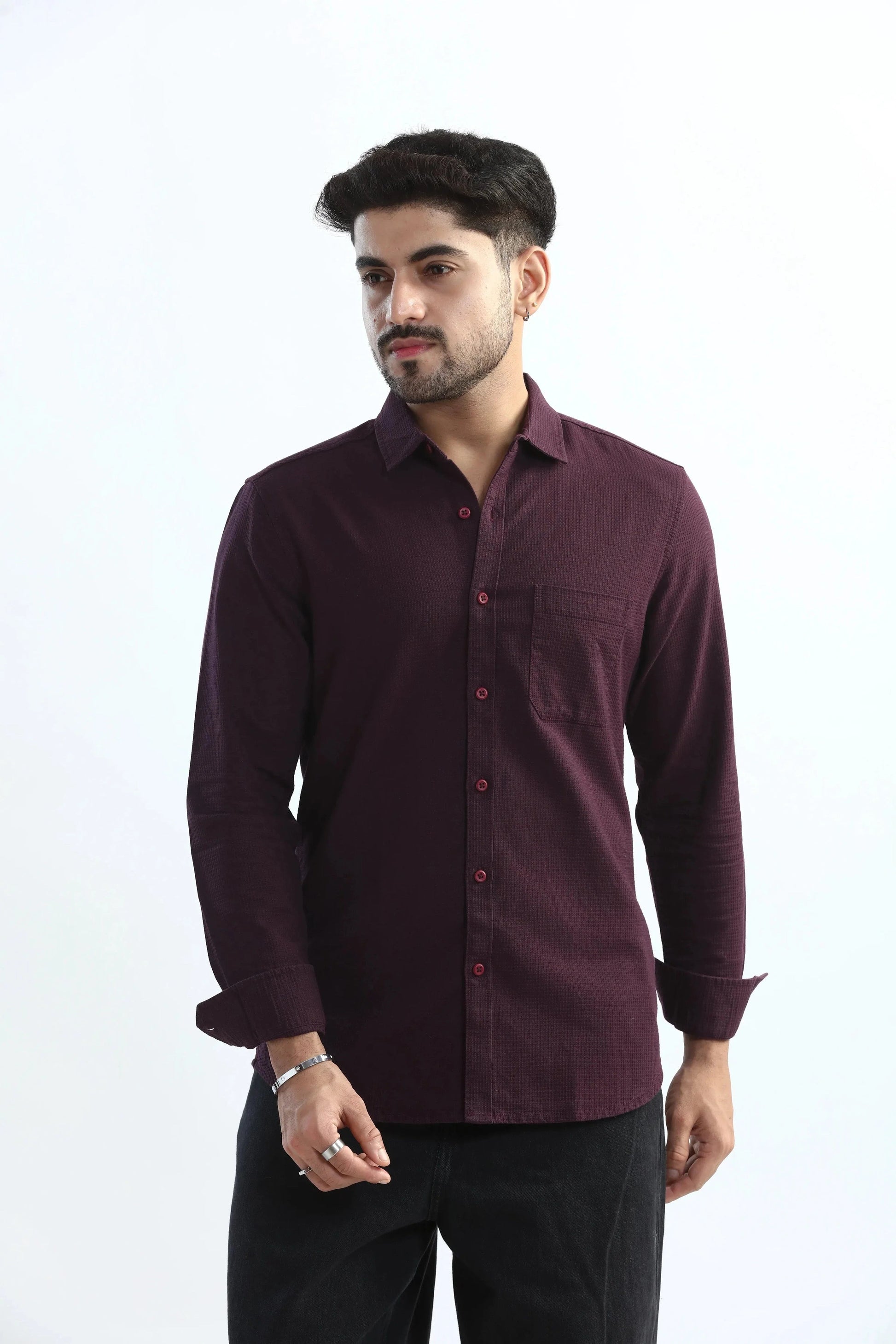 Xkind Purple Textured Slim Fit Shirt  Grab2Buy Xkind Grab2Buy