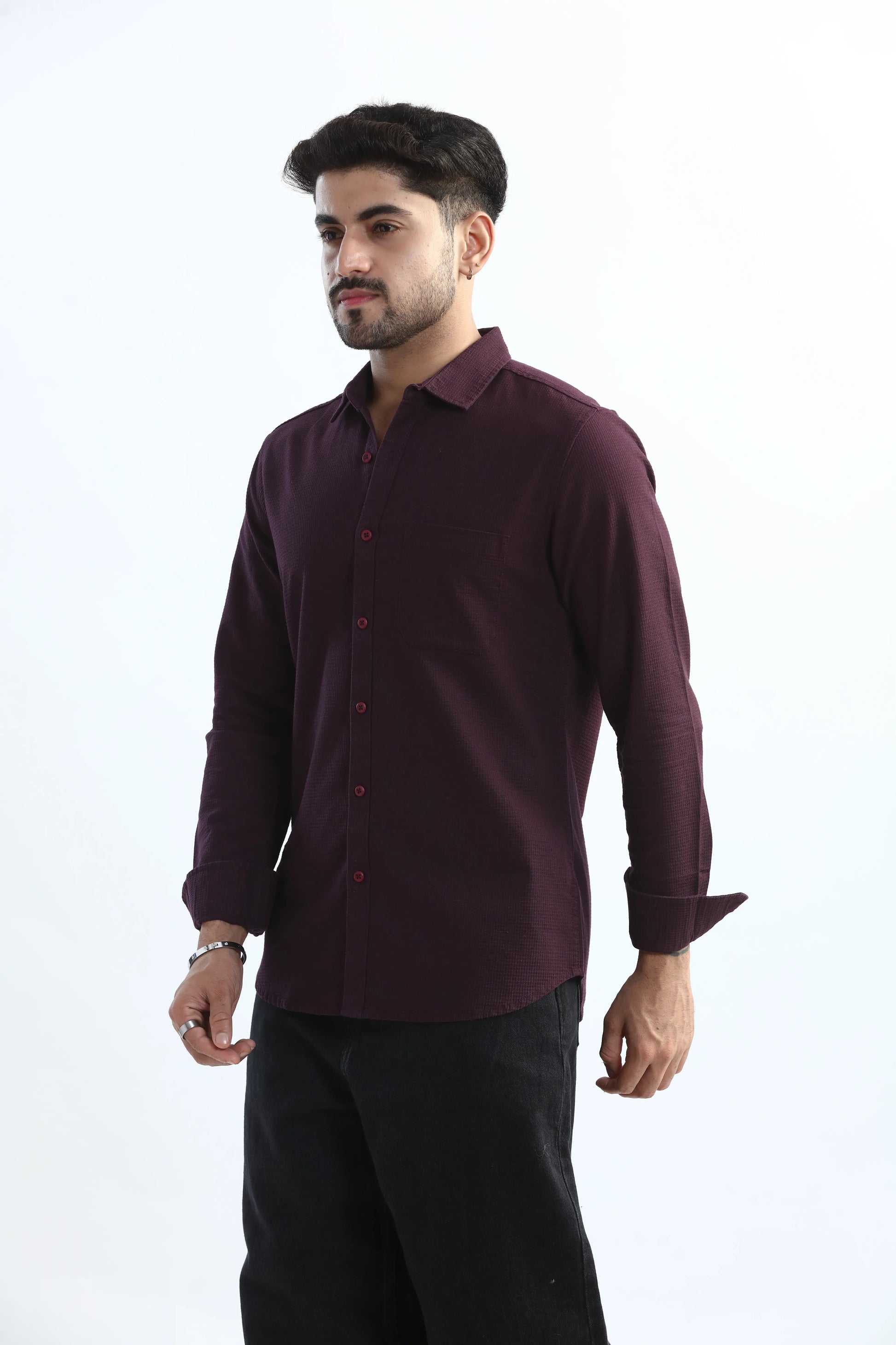 Xkind Purple Textured Slim Fit Shirt  Grab2Buy Xkind Grab2Buy