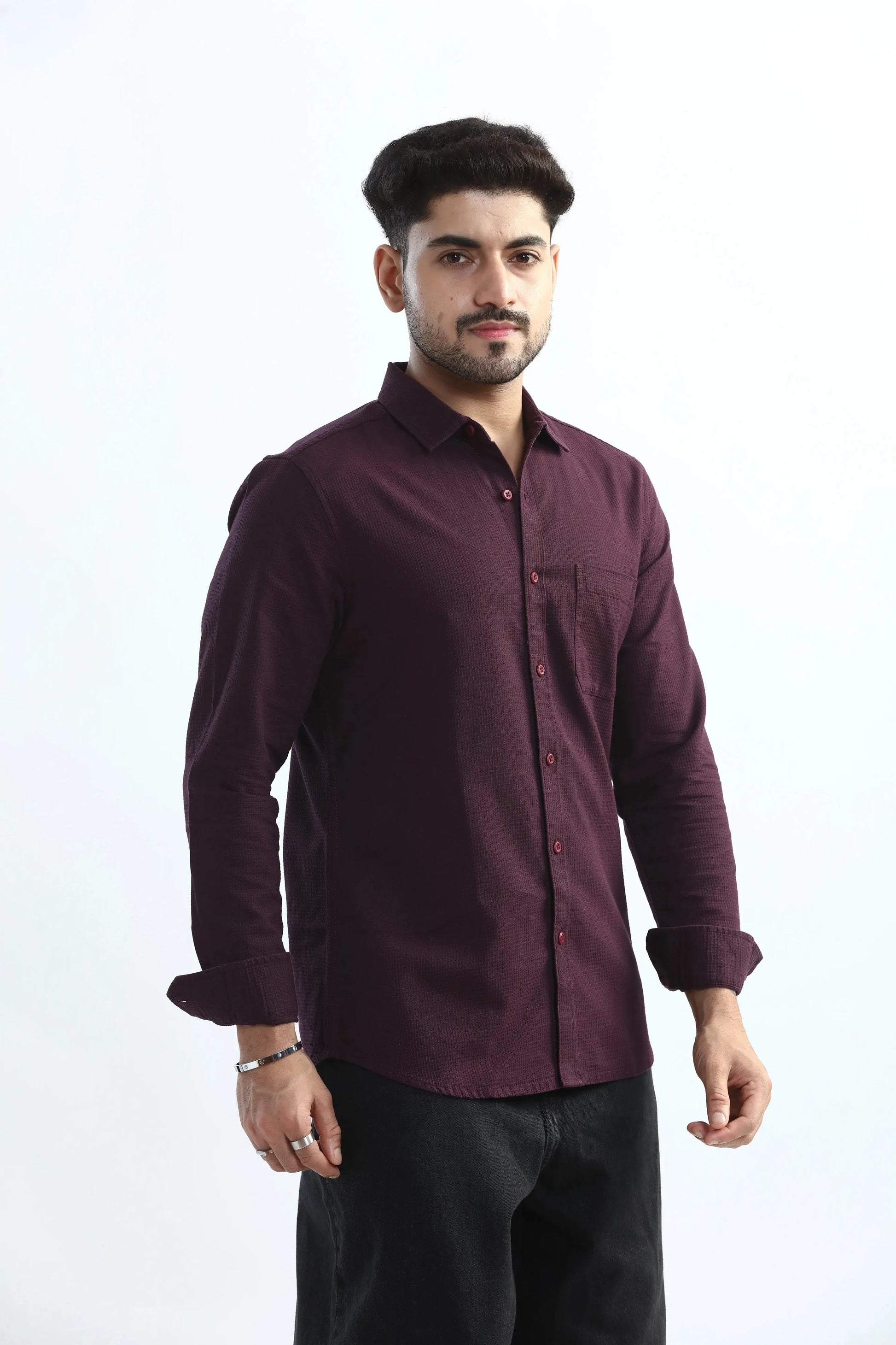 Xkind Purple Textured Slim Fit Shirt  Grab2Buy Xkind Grab2Buy