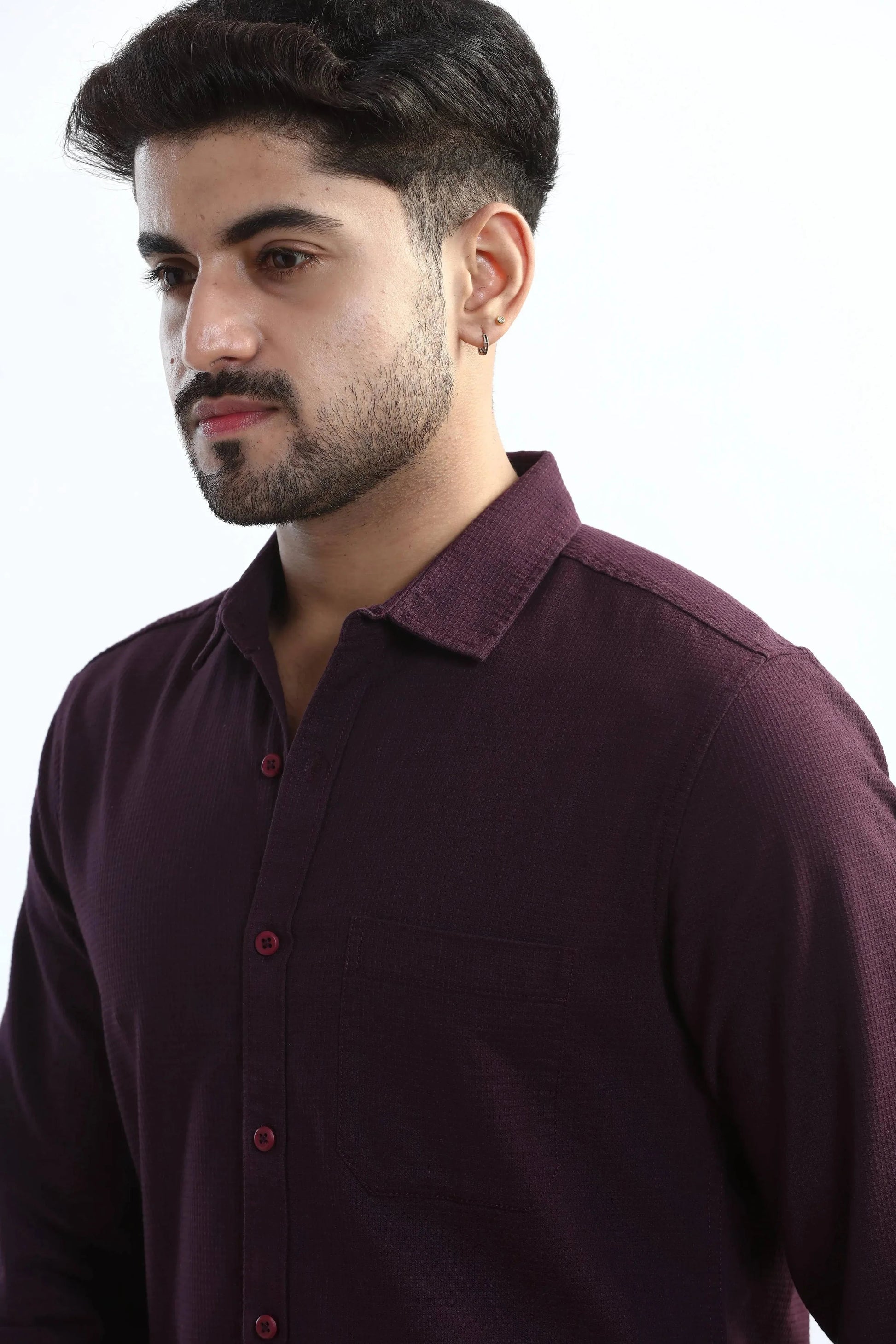 Xkind Purple Textured Slim Fit Shirt  Grab2Buy Xkind Grab2Buy