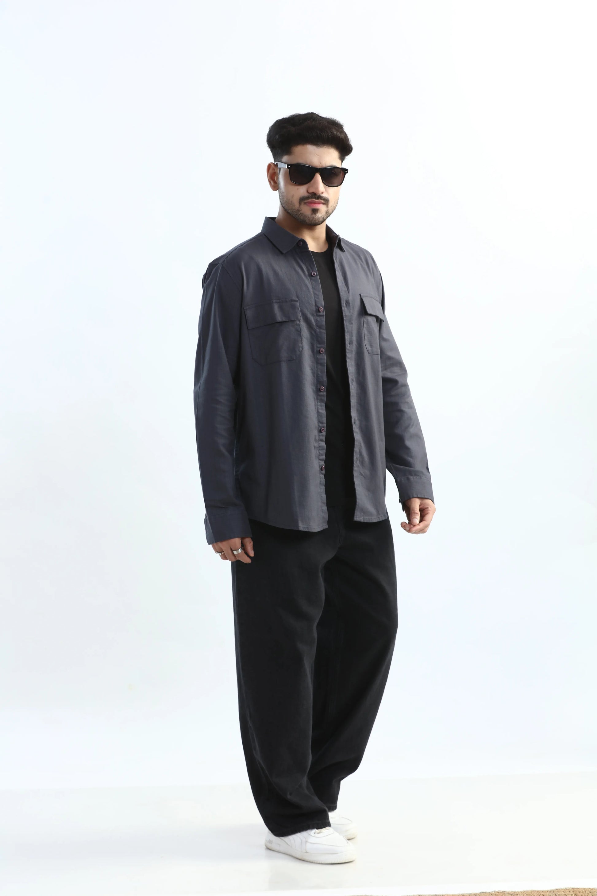 Xkind Dark Grey Textured Regular Fit Shirt/ Overshirt  Grab2Buy Xkind Grab2Buy