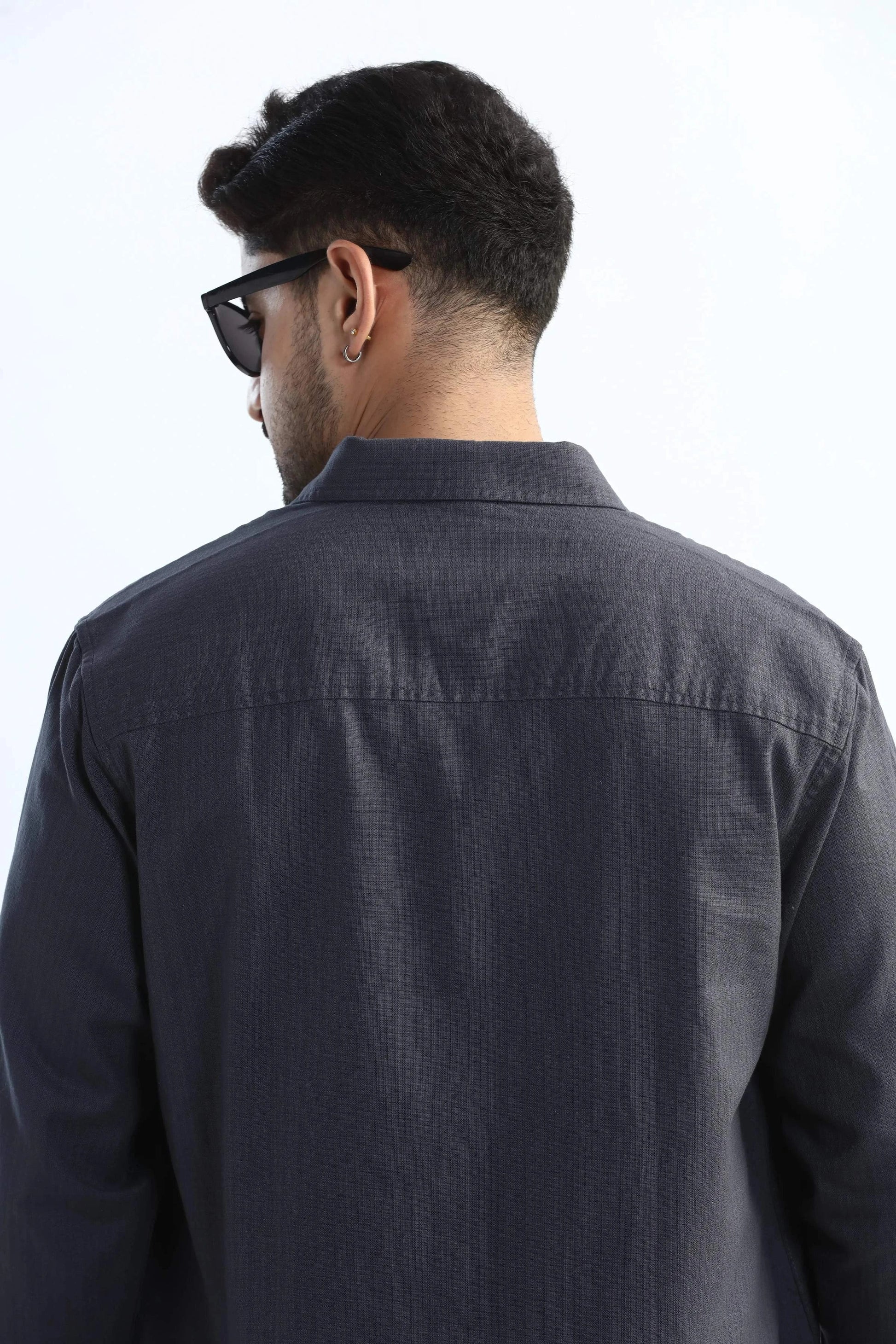 Xkind Dark Grey Textured Regular Fit Shirt/ Overshirt  Grab2Buy Xkind Grab2Buy