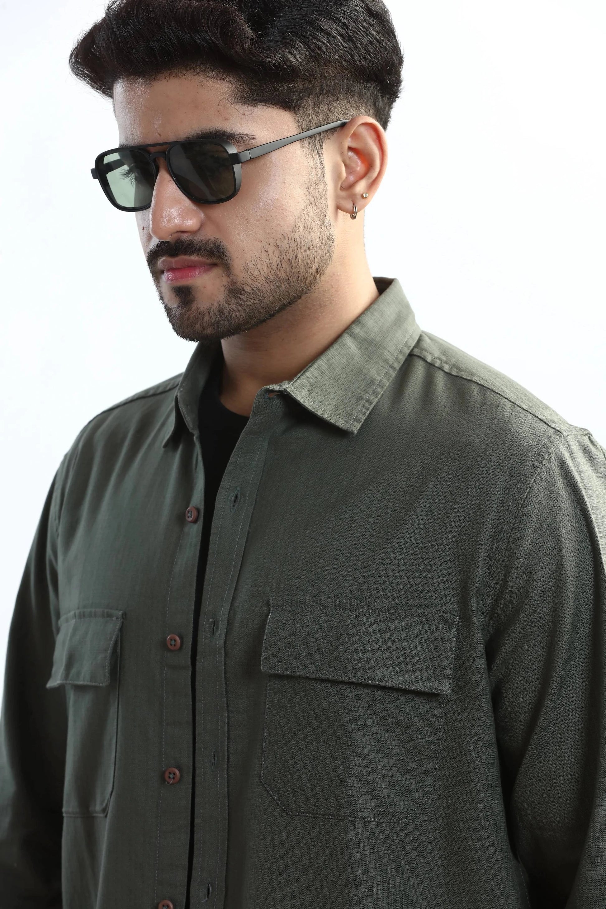 Xkind Dark Green Textured Regular Fit Shirt/ Overshirt  Grab2Buy Xkind Grab2Buy