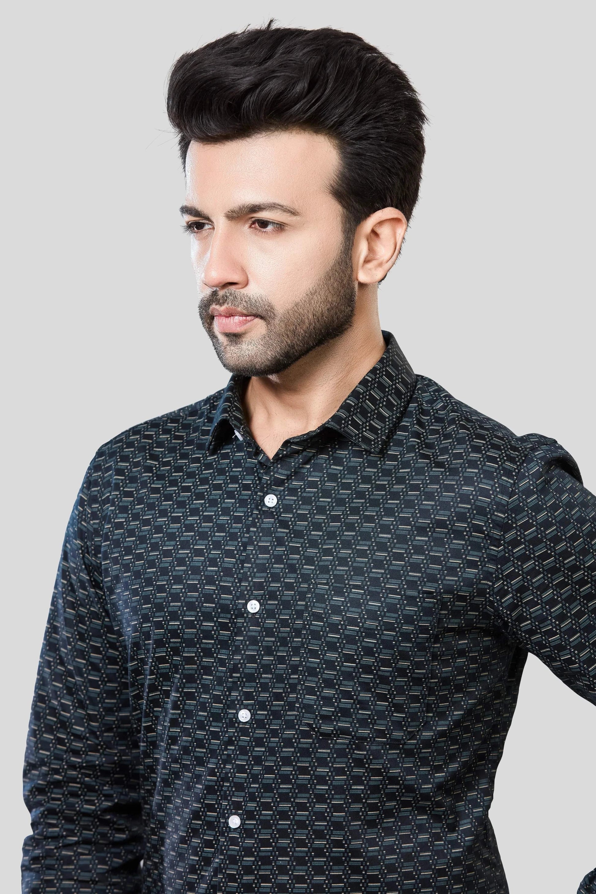 Jonesburg Men's Printed Slim Fit Formal Shirt