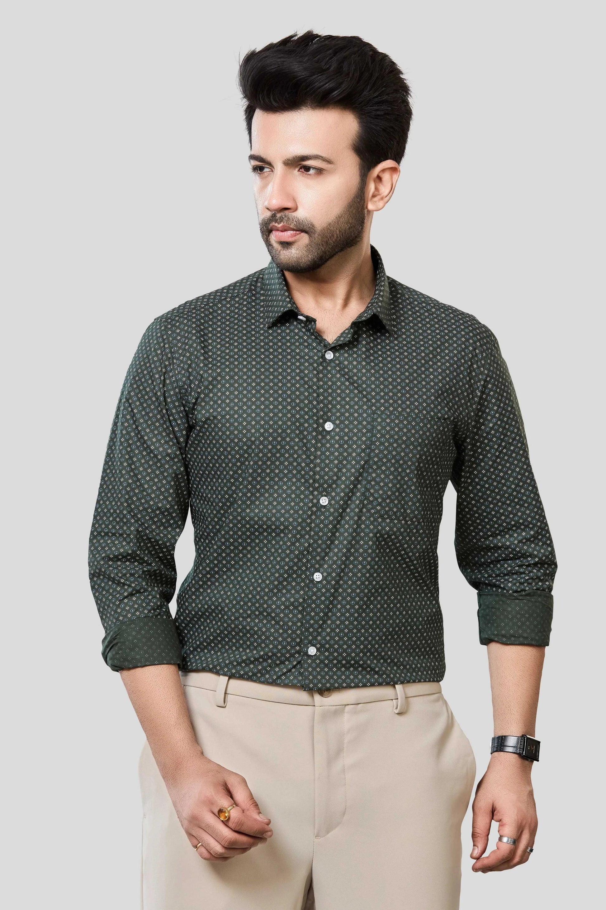 Jonesburg Men's Printed Slim Fit Formal Shirt