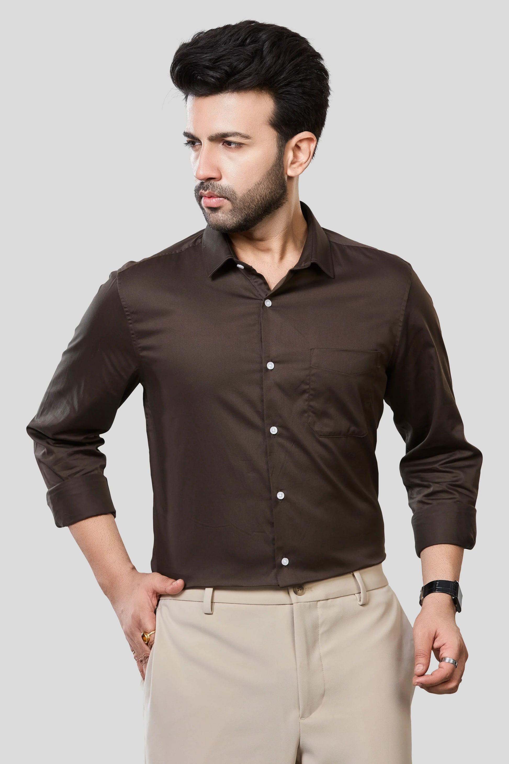 Jonesburg Men's Solid Slim Fit Formal Shirt