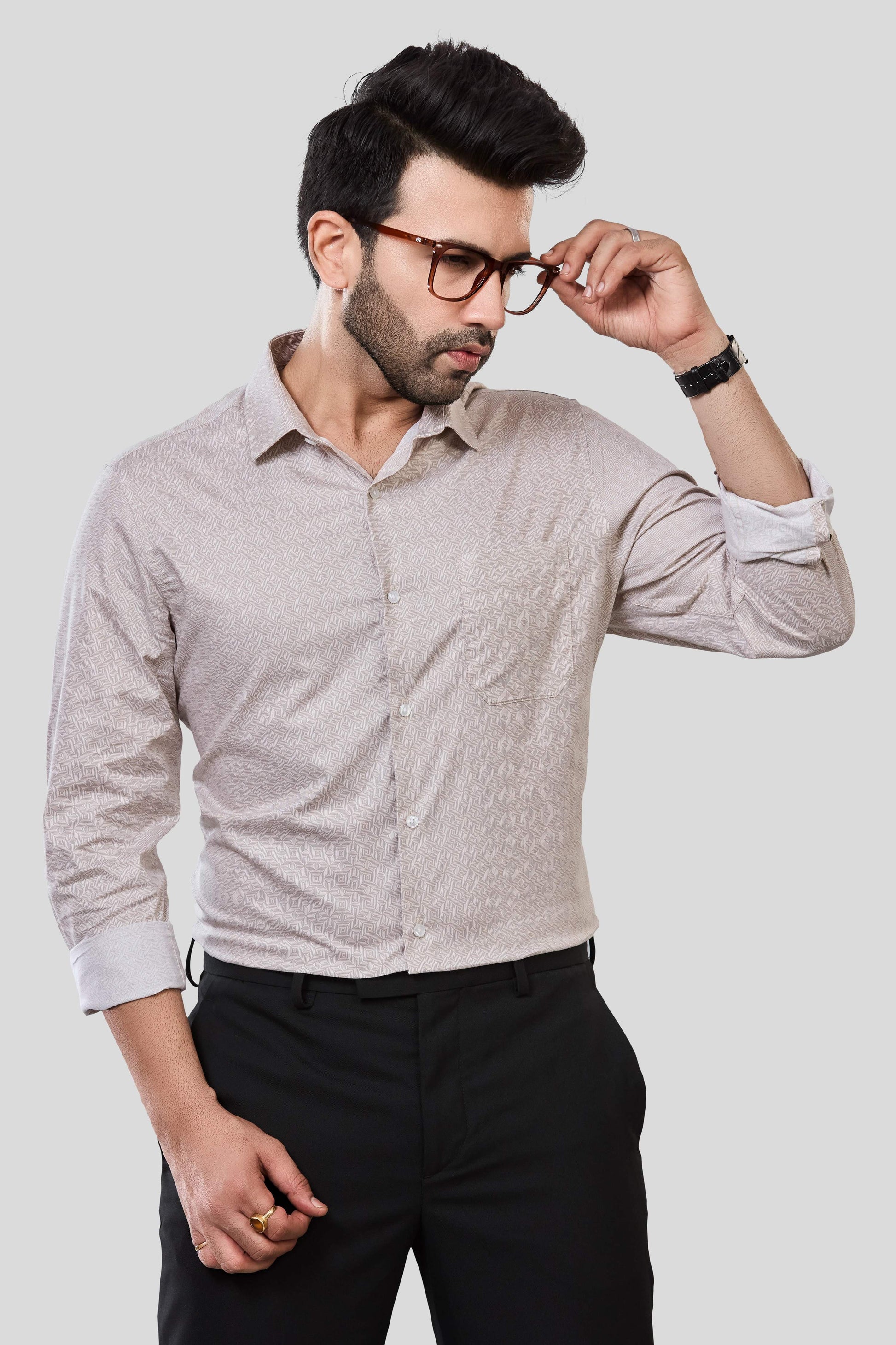 Jonesburg Men's Printed Slim Fit Formal Shirt