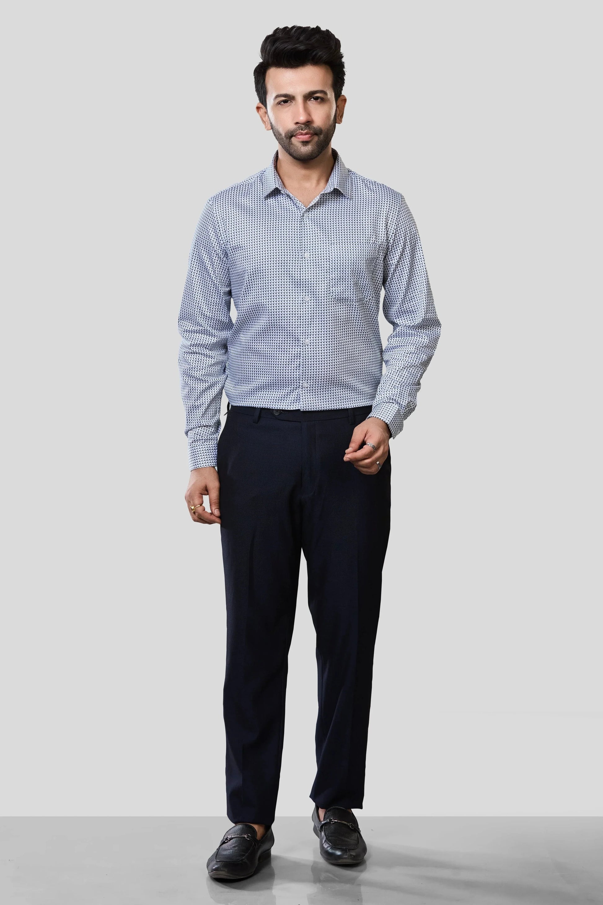 Jonesburg Men's Printed Slim Fit Formal Shirt