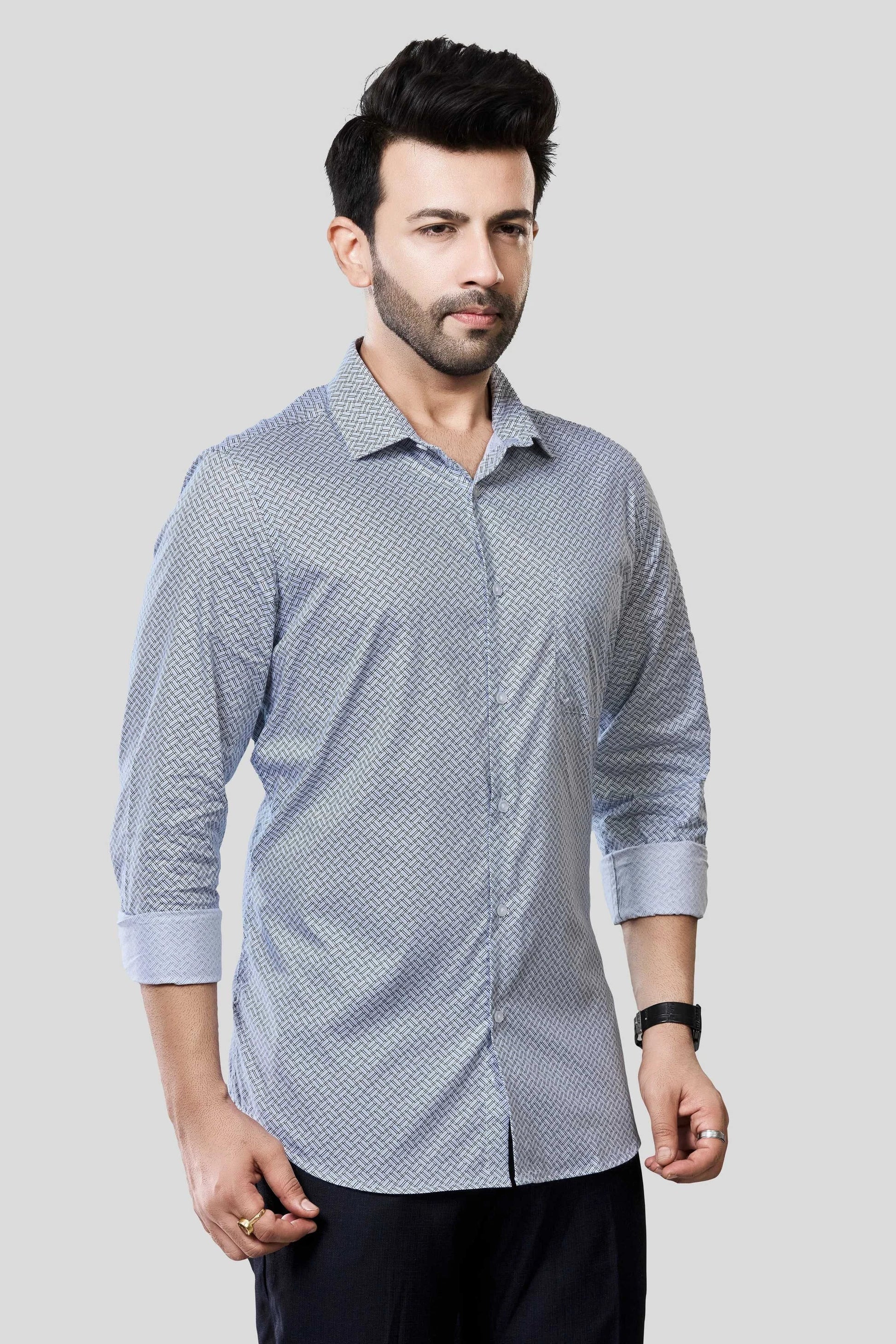 Jonesburg Men's Printed Slim Fit Formal Shirt