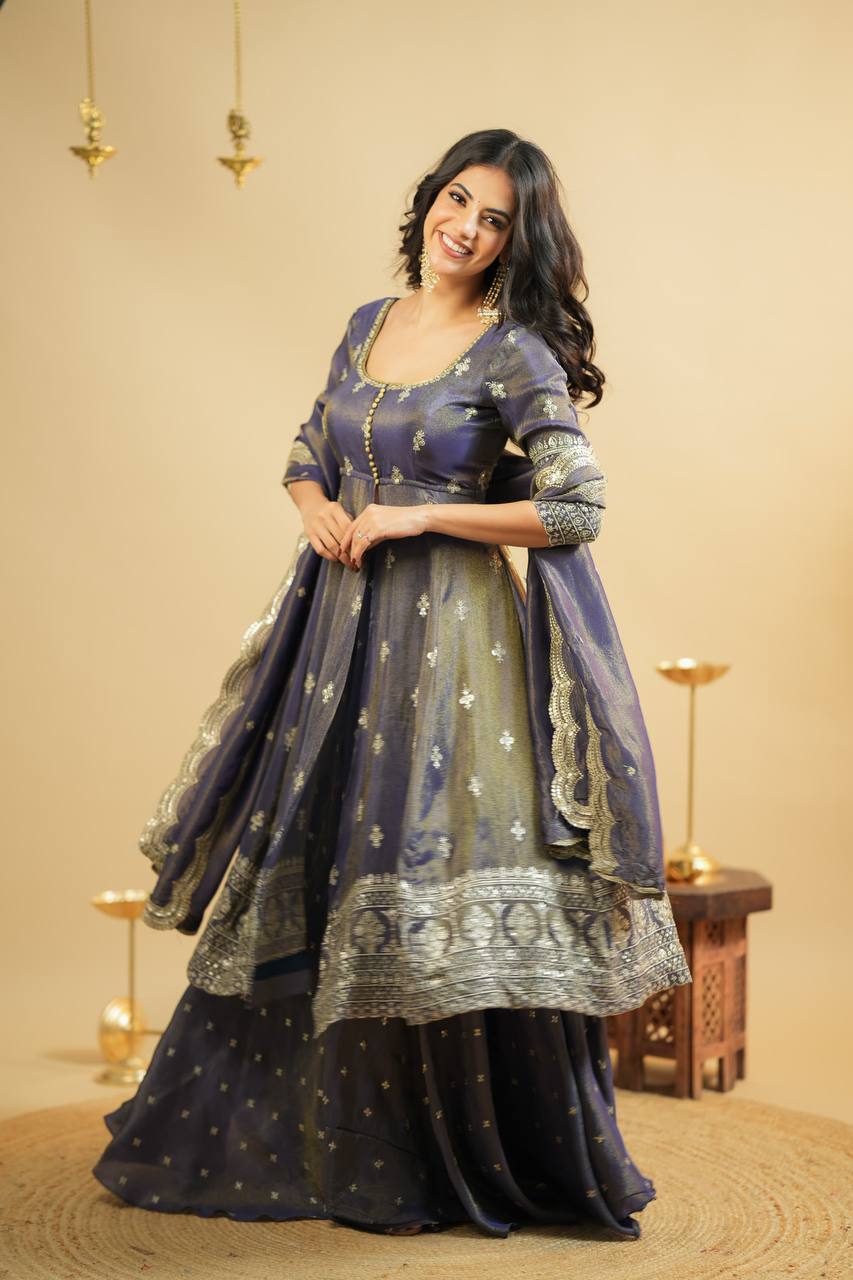 Yash Enterprise Light Purple Cosmo Silk Embroidery Suit Set  Grab2Buy Yash Enterprise Grab2Buy