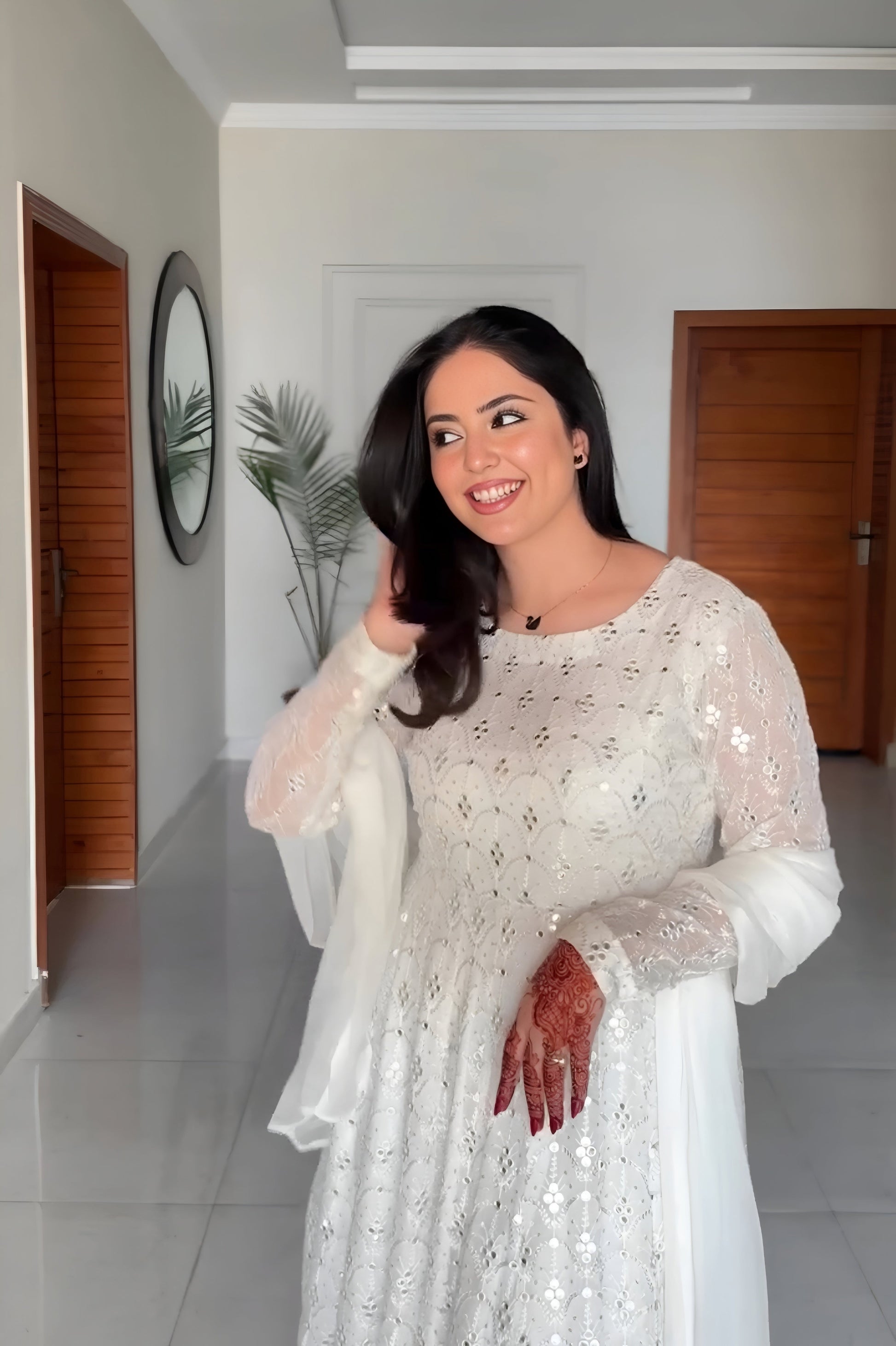 Yash Enterprise White Faux Blooming Party Wear Embrodery Suit Set  Grab2Buy Yash Enterprise Grab2Buy