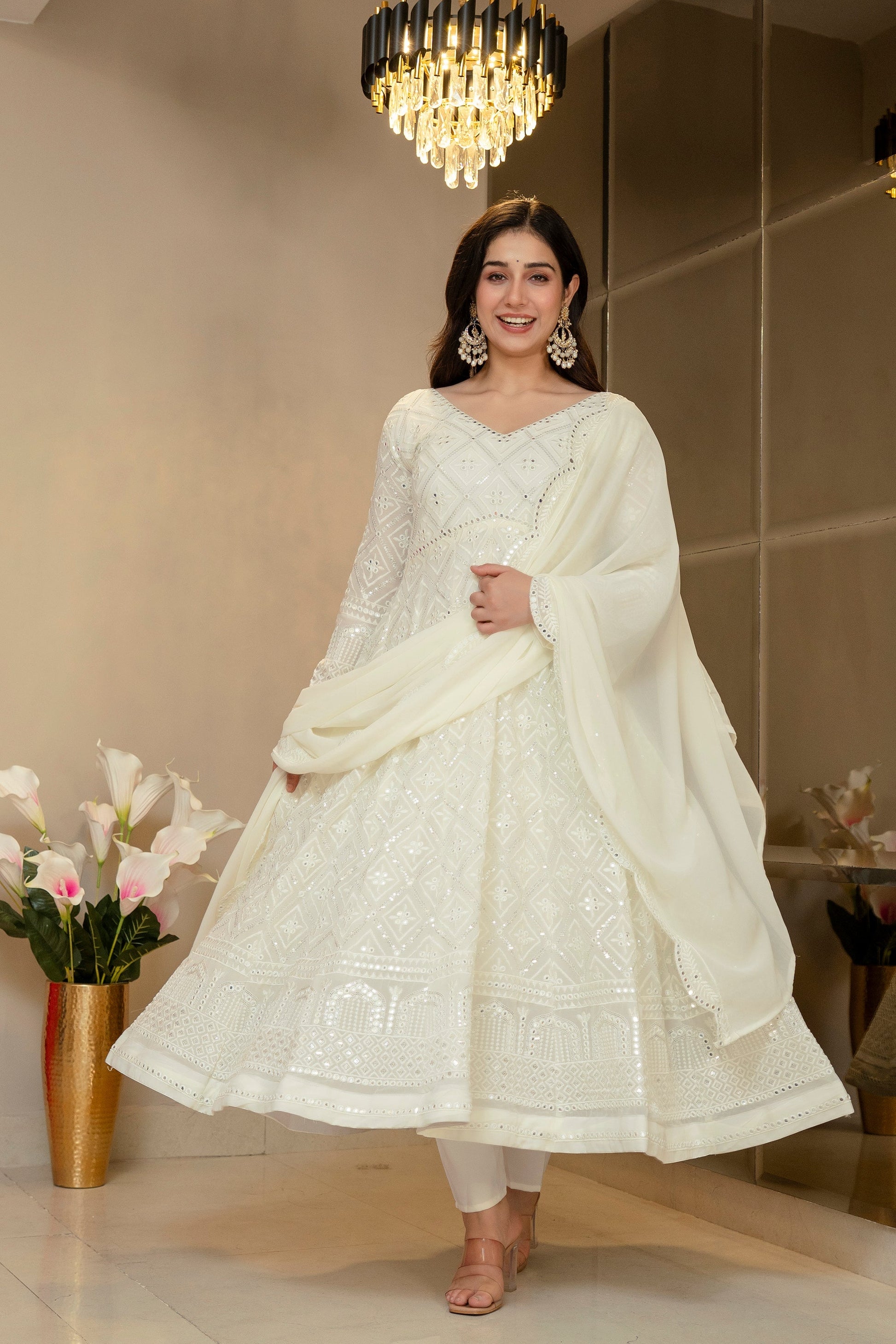 Yash Enterprise Off White Georgette Party Wear Embroidery Suit Set  Grab2Buy Yash Enterprise Grab2Buy