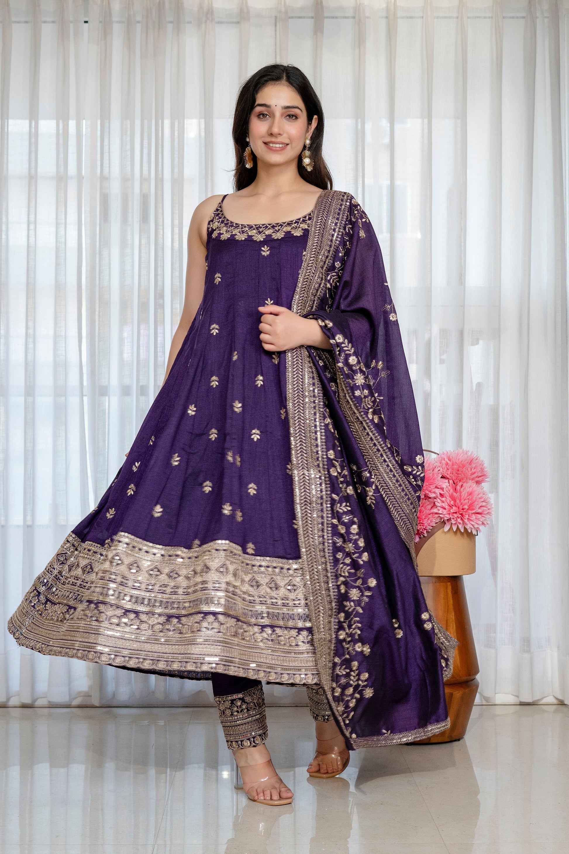Yash Enterprise Purple Vichitra Silk Party Wear Embroidery Suit Set  Grab2Buy Yash Enterprise Grab2Buy