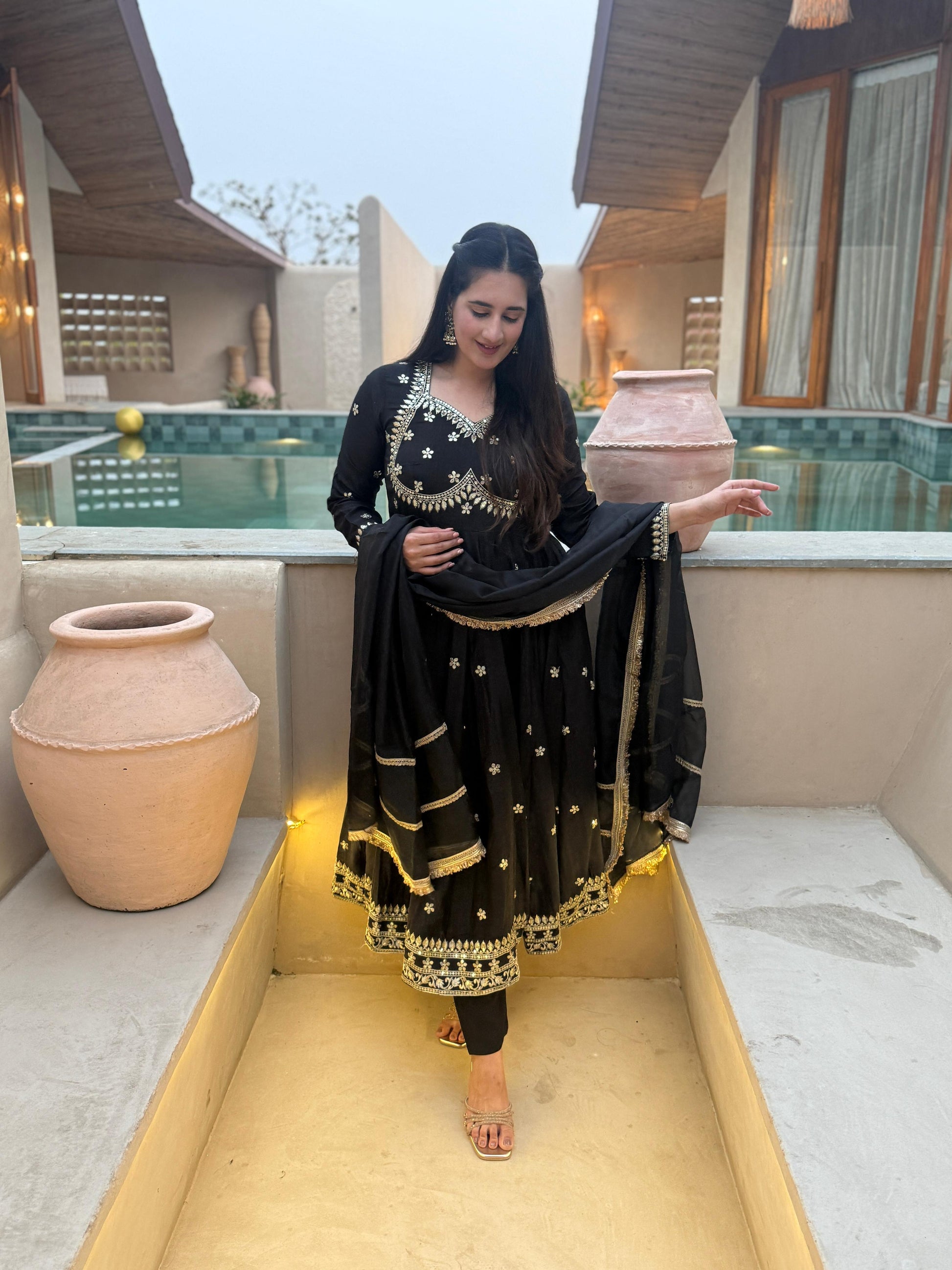 Yash Enterprise Black Vichitra Silk Party Wear Embroidery Suit Set  Grab2Buy Yash Enterprise Grab2Buy