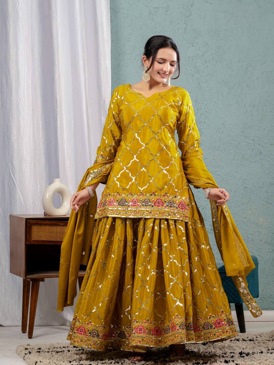 Yash Enterprise Yellow Georgette Embroidery Party Wear Suit Set  Grab2Buy Yash Enterprise Grab2Buy