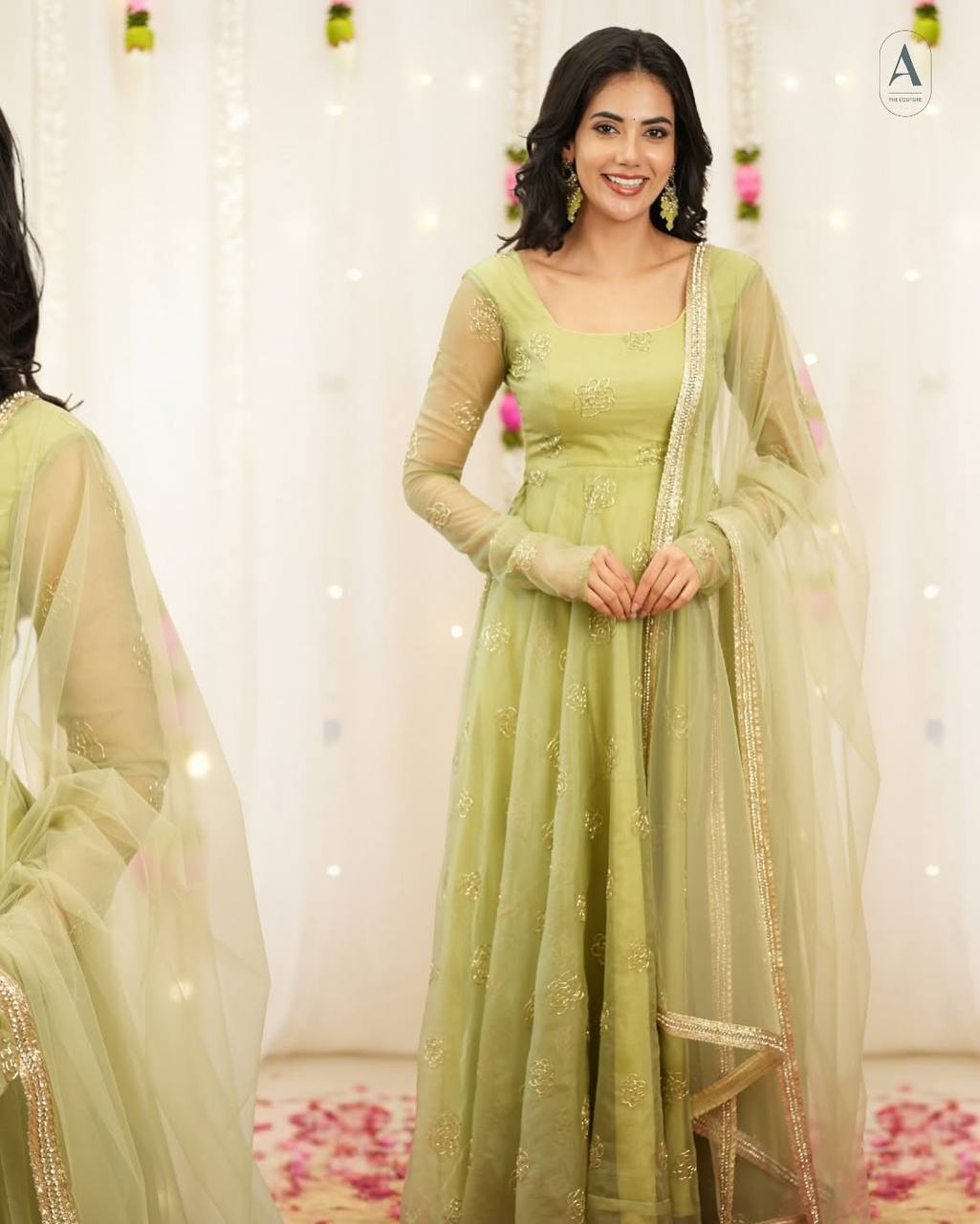 Yash Enterprise Light Green Soft Organza Party Wear Embroidery Suit Set  Grab2Buy Yash Enterprise Grab2Buy