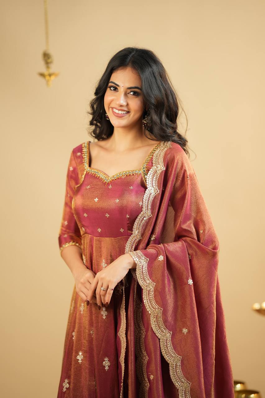 Yash Enterprise Light Orange Cosmo Silk Embroidery Suit Set  Grab2Buy Yash Enterprise Grab2Buy