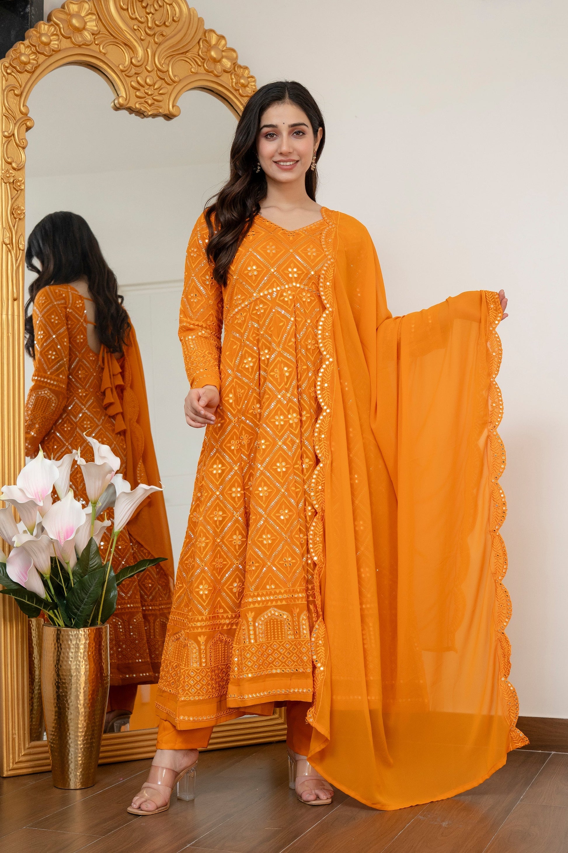 Yash Enterprise Yellow Blooming Silk Party Wear Embroidery Suit Set  Grab2Buy Yash Enterprise Grab2Buy